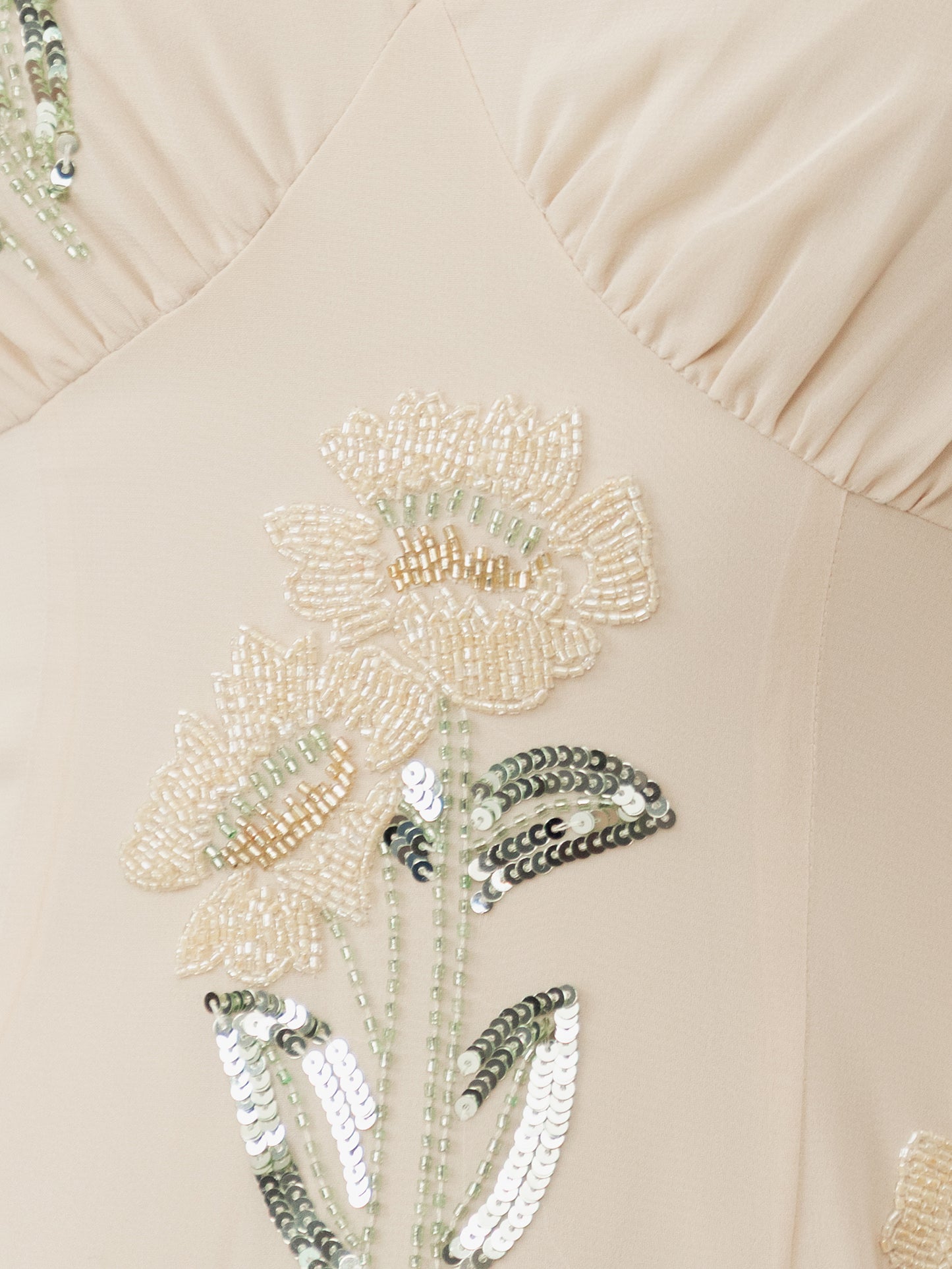 Maya Vanilla Embellished Maxi Sleeve Ruffle Maxi Dress