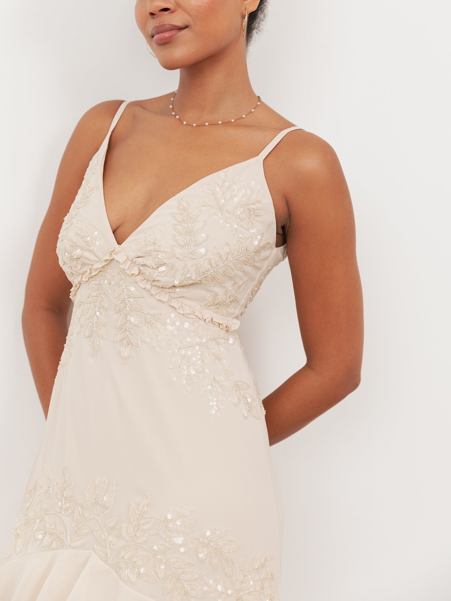 Maya Vanilla Embellished Cami Maxi Dress