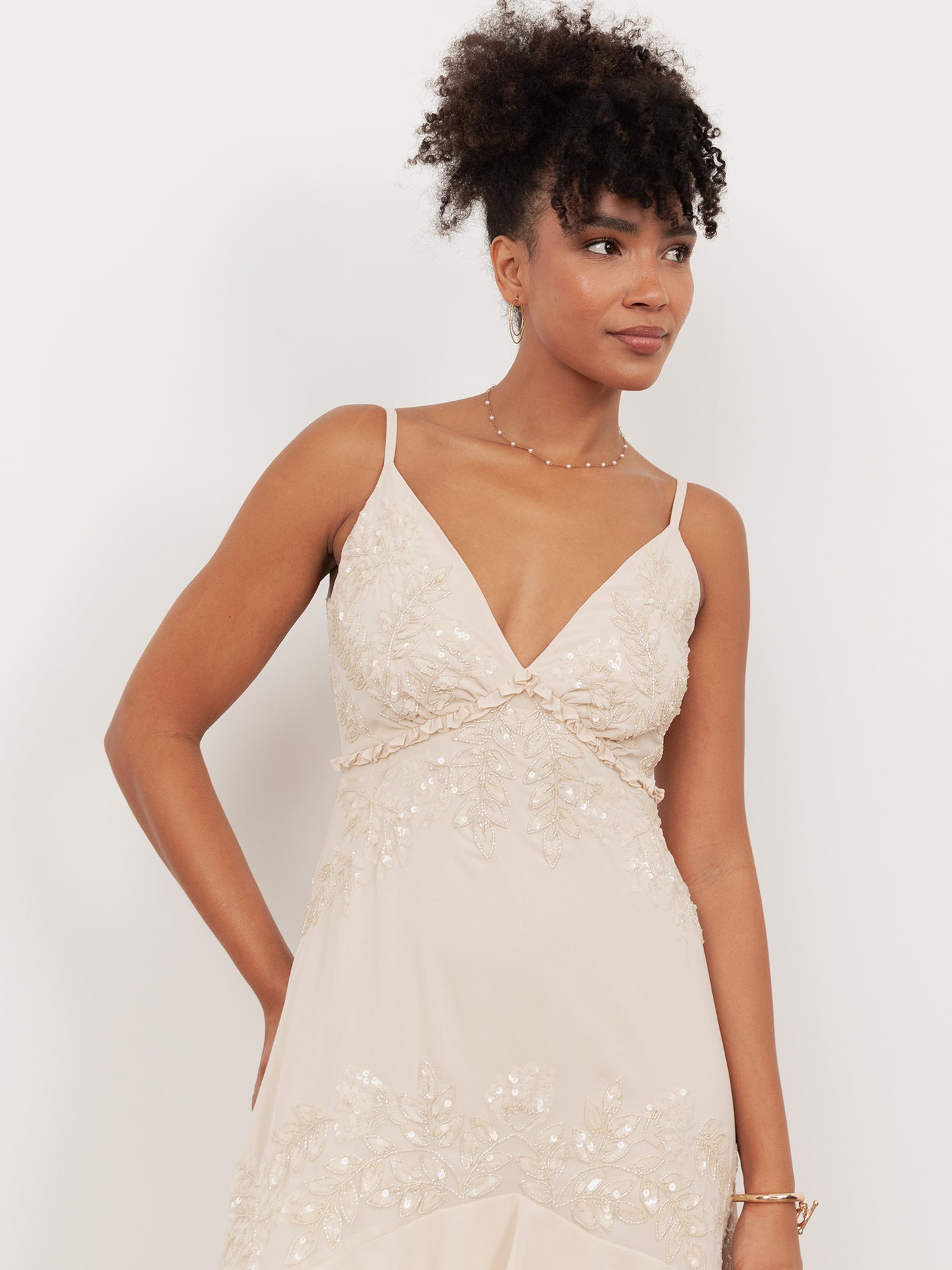 Maya Vanilla Embellished Cami Maxi Dress