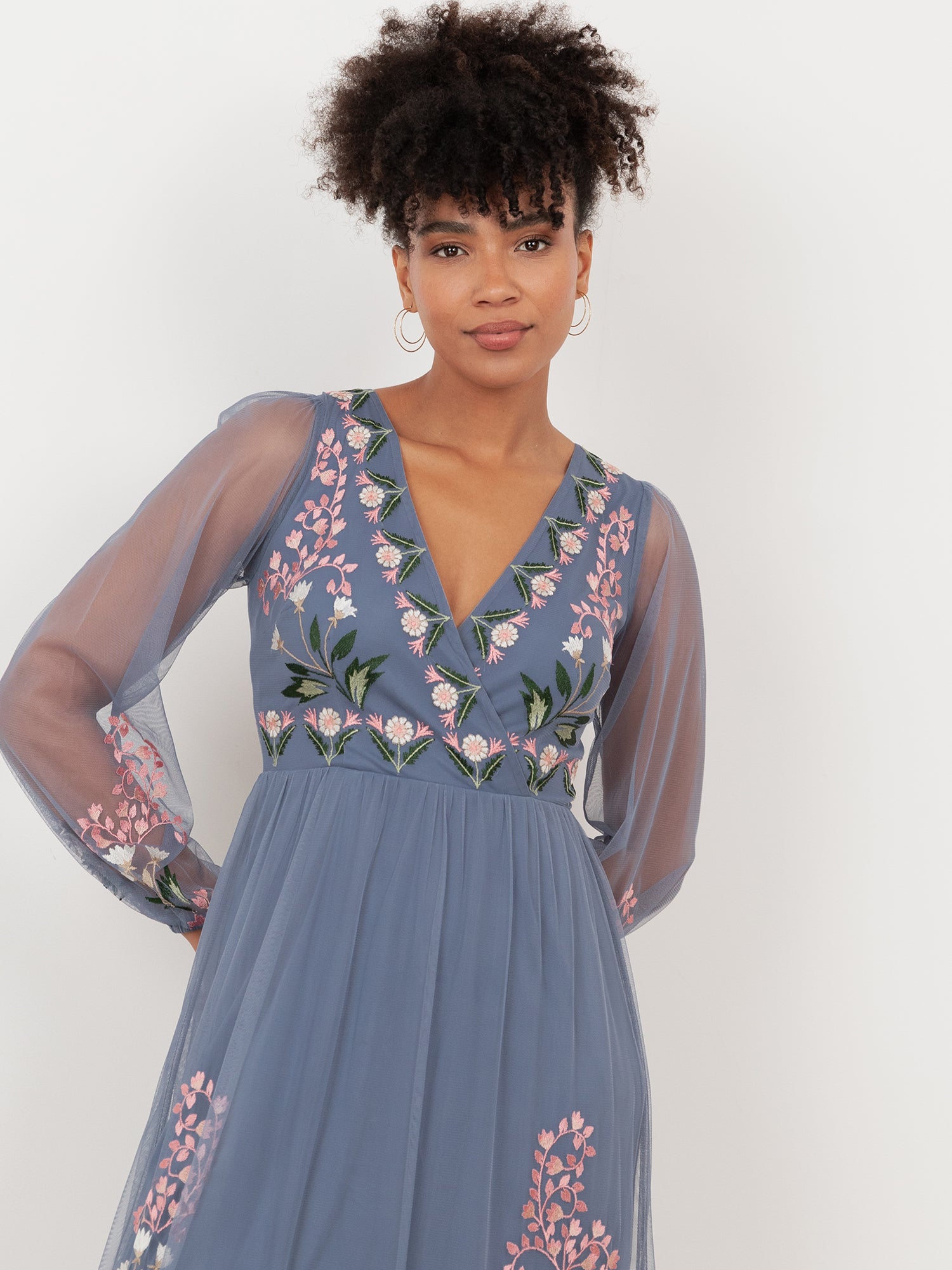 Maya Infinity Blue Embroidered Faux Wrap Maxi Sleeve Midaxi Dress Maya Deluxe Maya Infinity Blue Embroidered Faux Wrap Maxi Sleeve Midaxi Dress Maya Deluxe