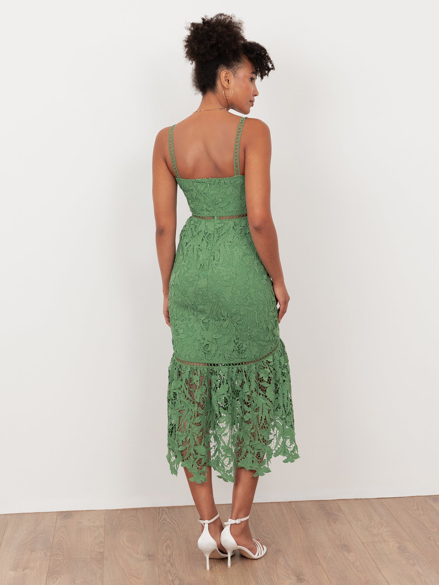 Maya Green Lace Cami Midi Dress