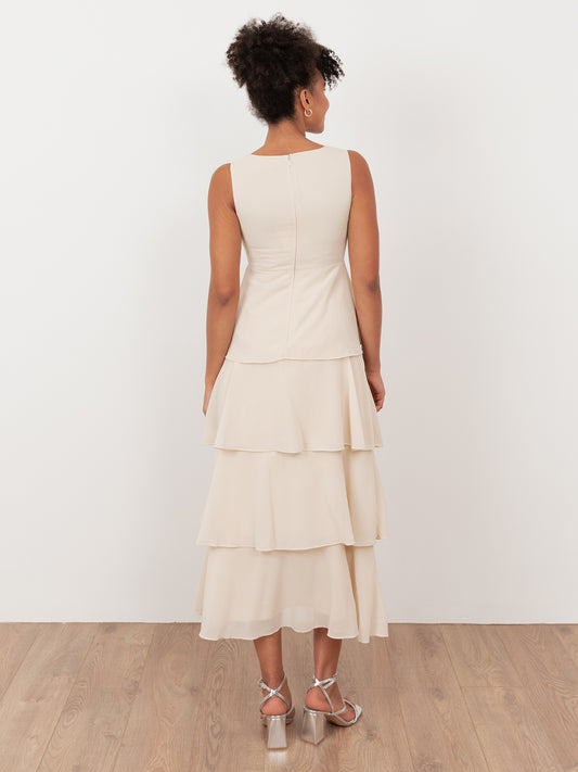 Maya Twist Front Embellished Tiered Midaxi Dress