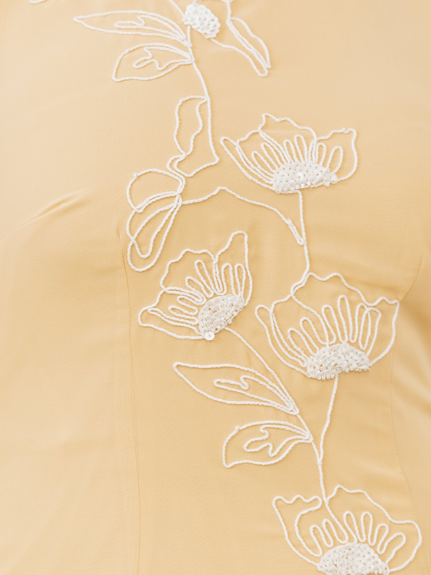 Maya Buttercream Floral Embroidered Cowl Back Maxi Dress