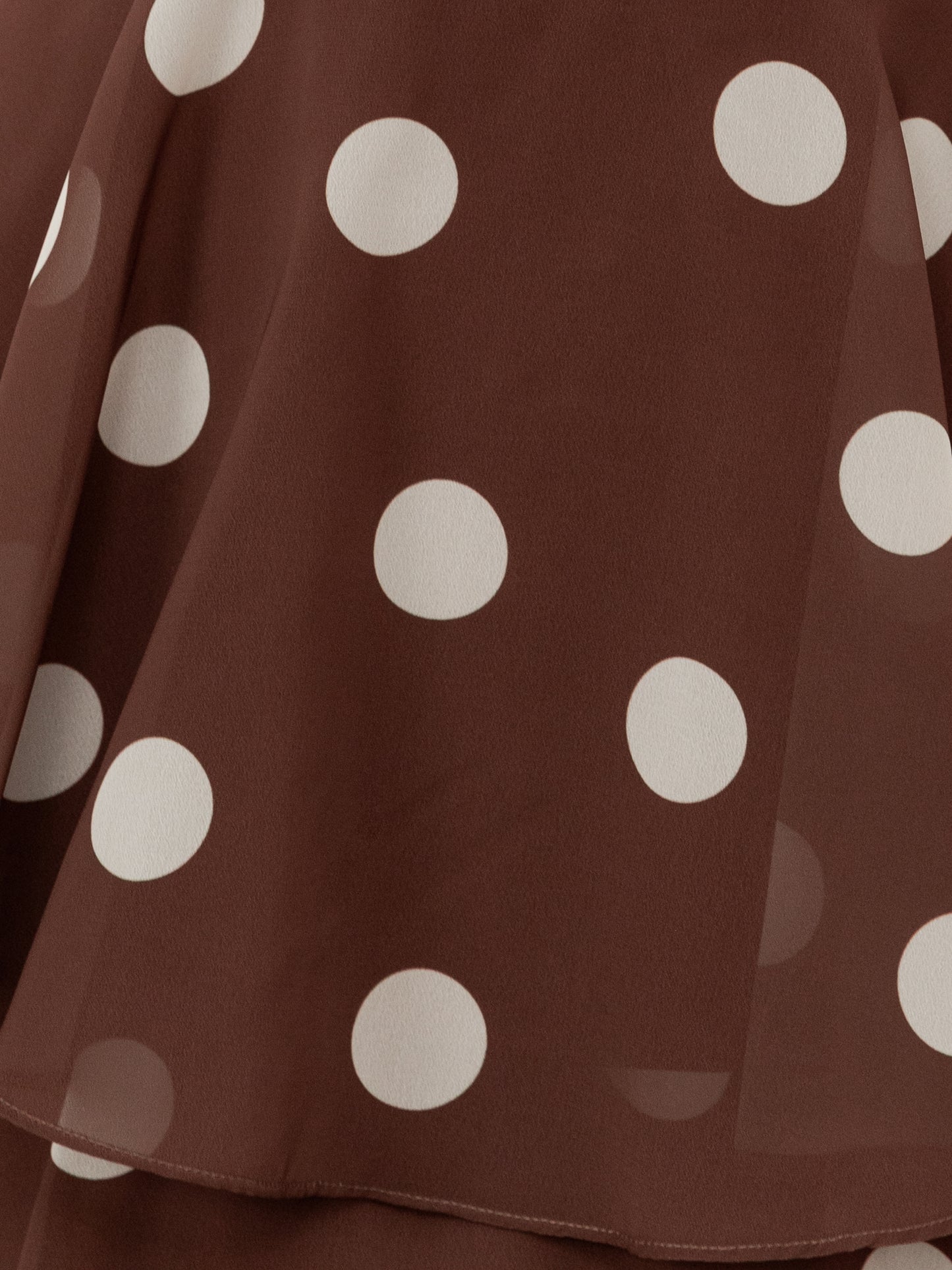 Anaya With Love Recycled Brown Polka Dot Tie-Shoulder Tiered Maxi Dress