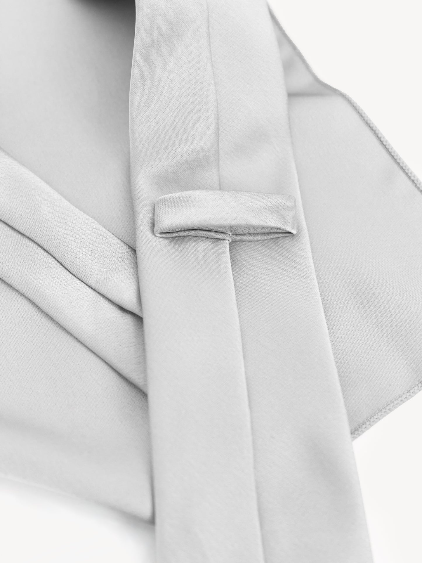 Maya Silver Satin Tie & Pocket Square Set