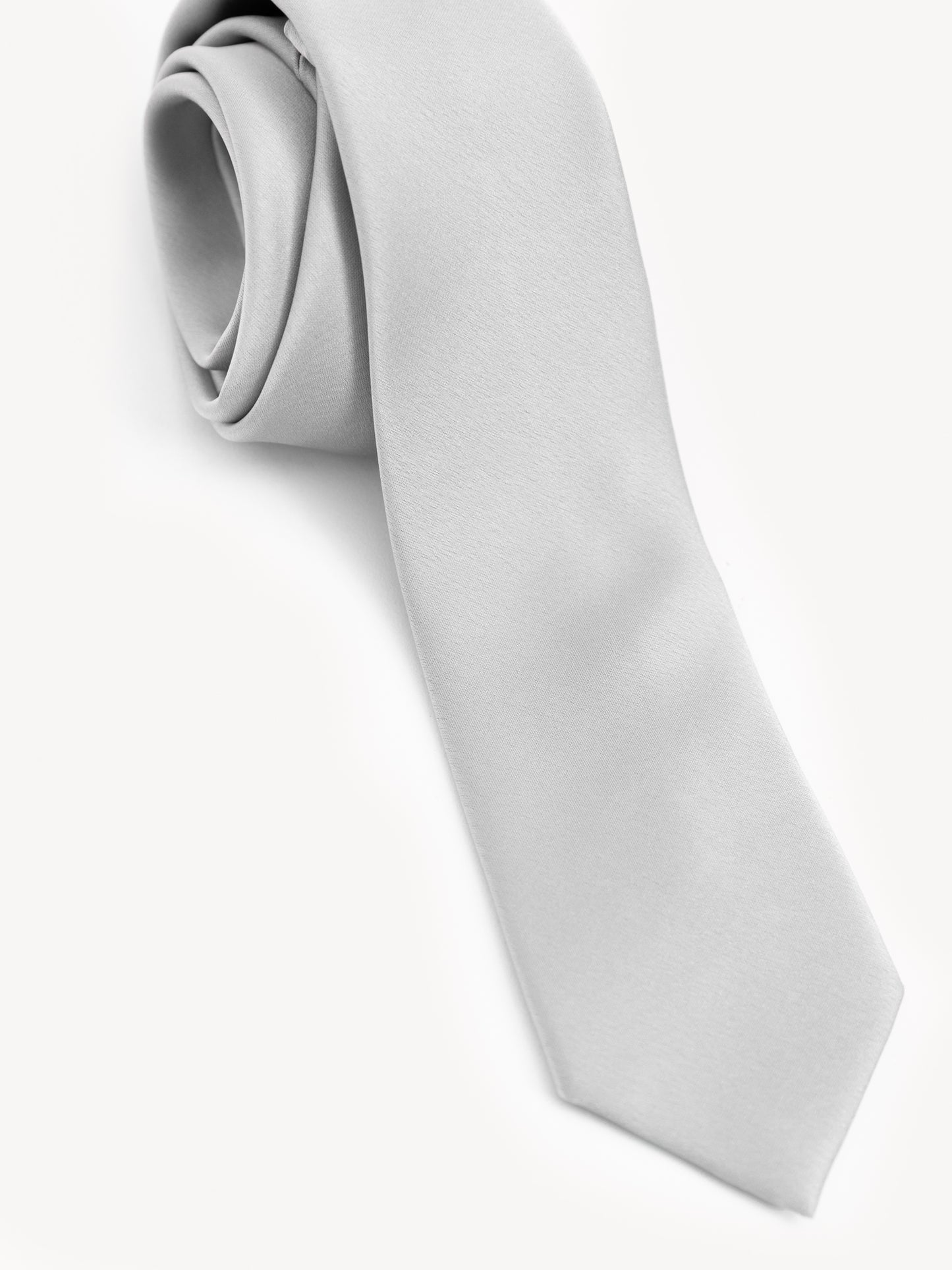 Maya Silver Satin Tie & Pocket Square Set