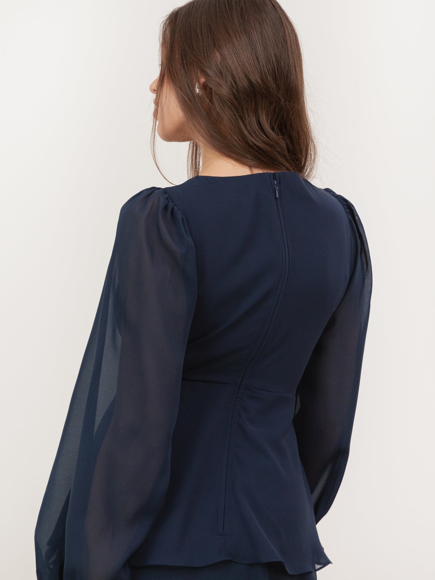 Maya Navy Floral Embellished Twist-Front Maxi Sleeve Tiered Midaxi Dress