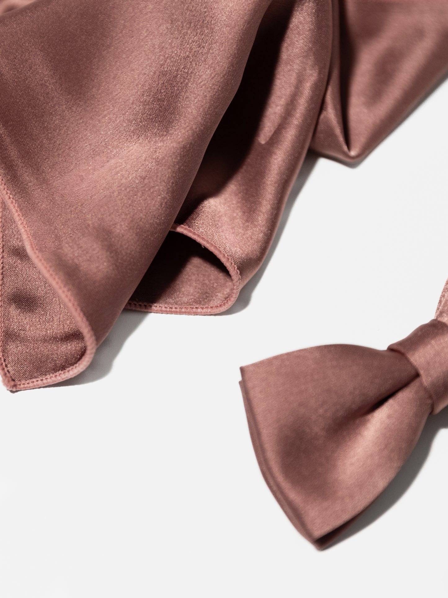 Maya Copper Rose Satin Bow Tie & Pocket Square Set