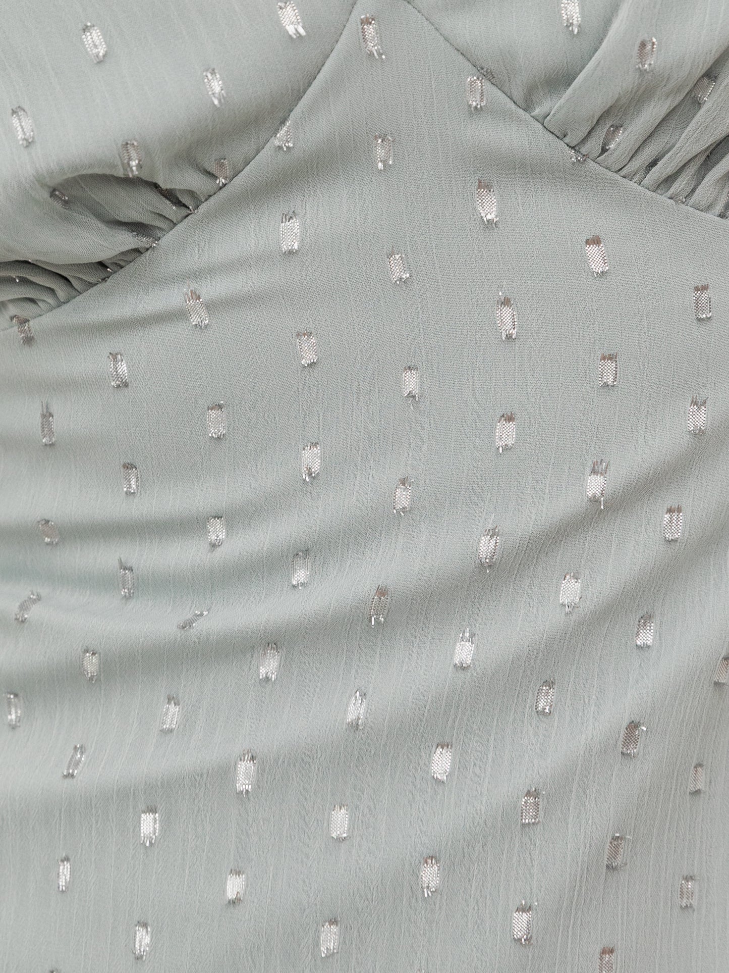 Anaya With Love Recycled Cloud Blue Short Sleeve V Neck Ruffle Maxi Dress