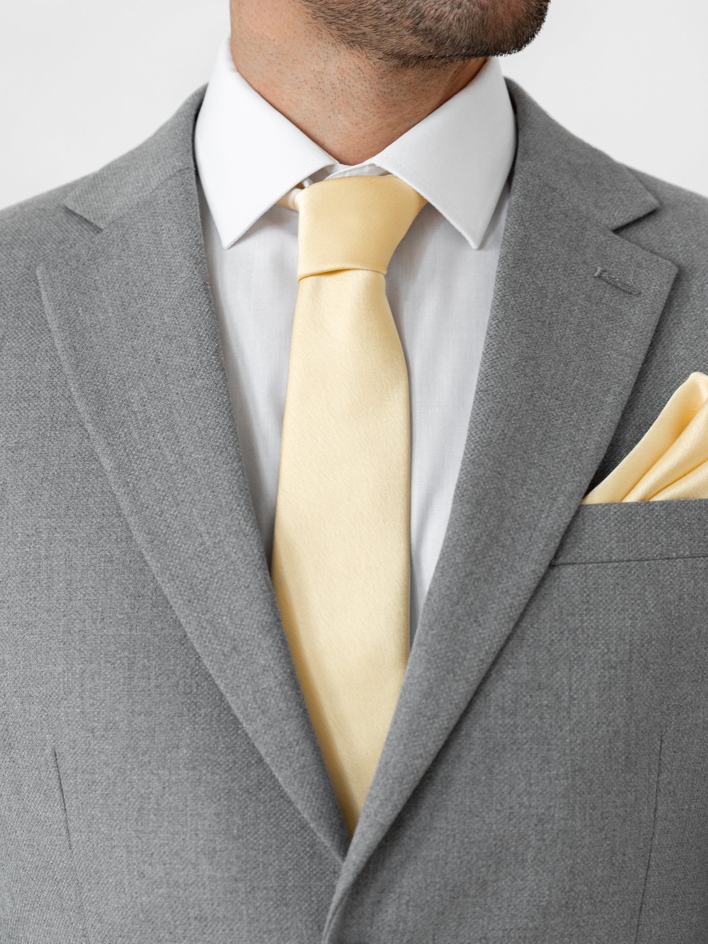 Maya Buttercream Satin Tie & Pocket Square Set