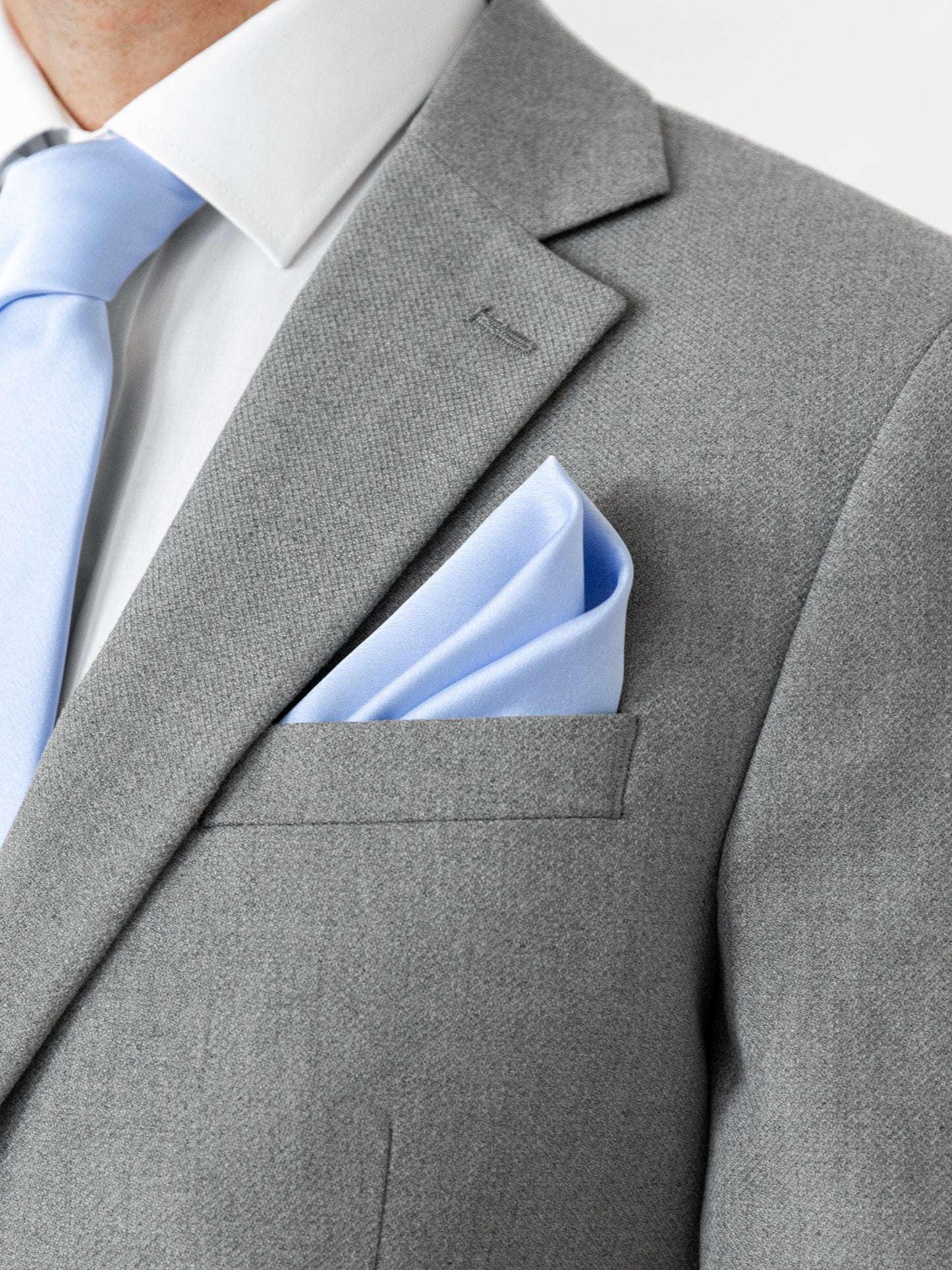 Maya Light Blue Satin Tie & Pocket Square Set