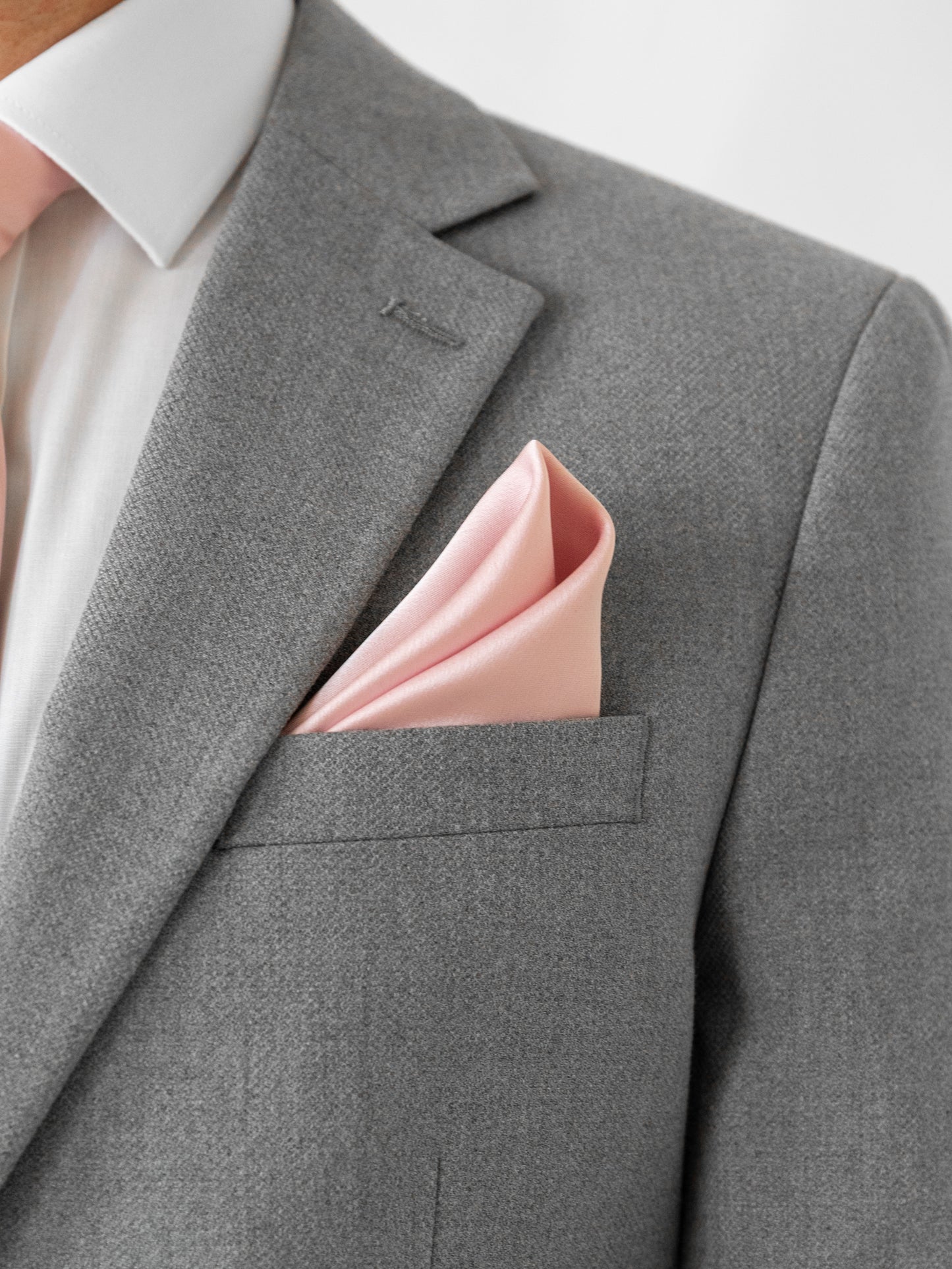 Maya Pale Pink Satin Tie & Pocket Square Set