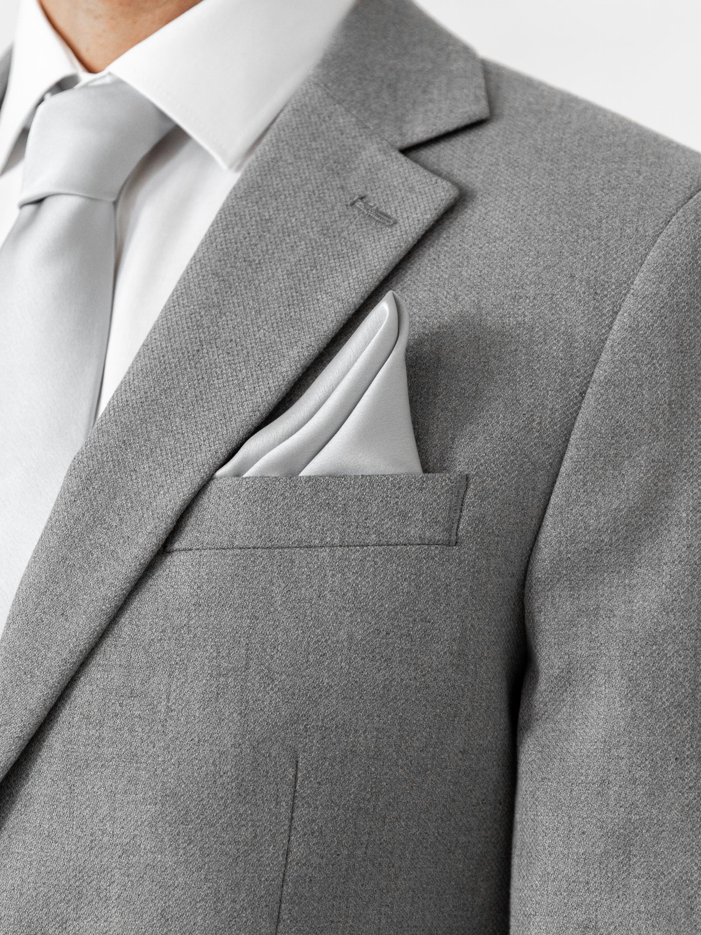 Maya Silver Satin Tie & Pocket Square Set