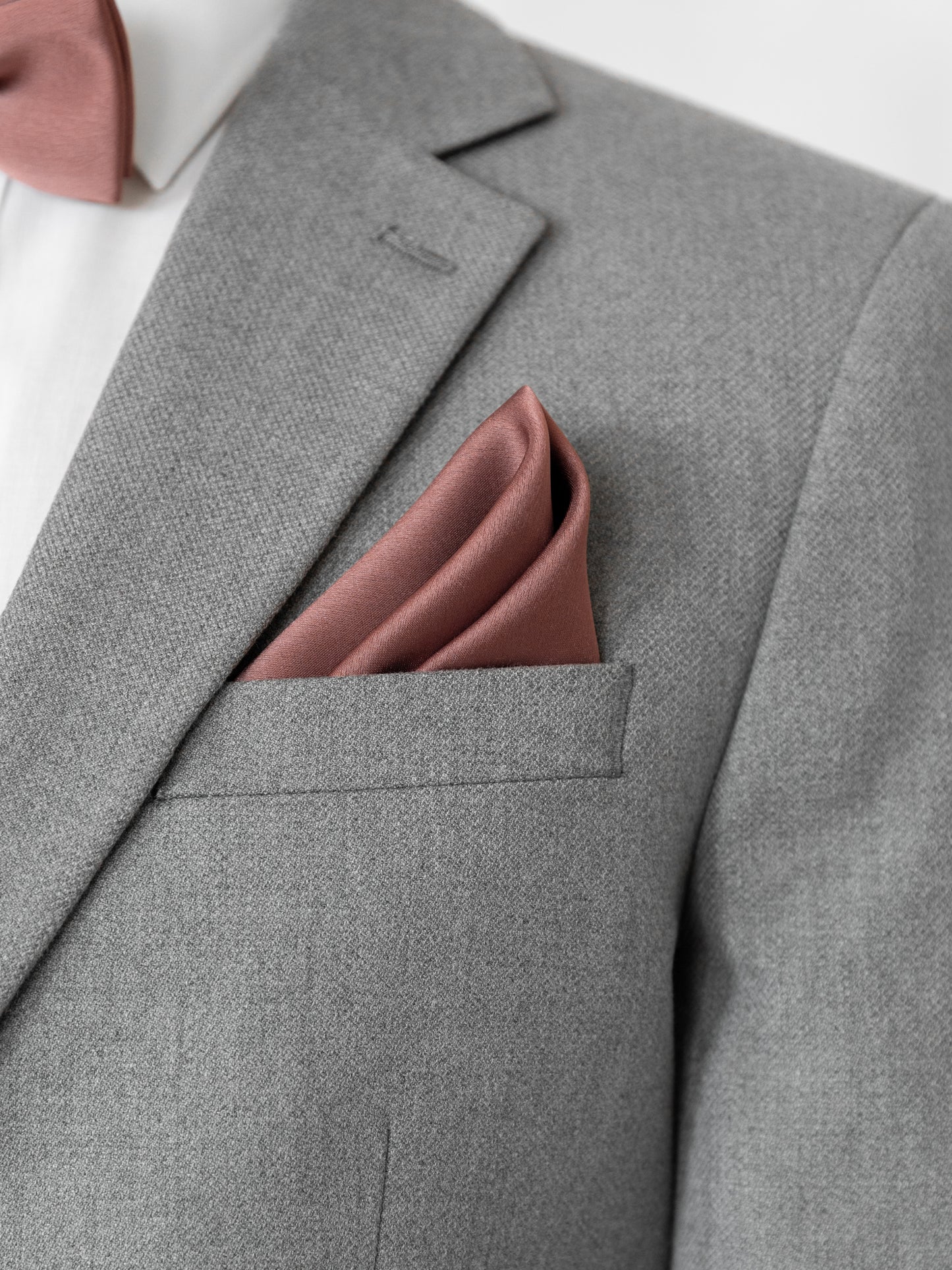 Maya Copper Rose Satin Bow Tie & Pocket Square Set