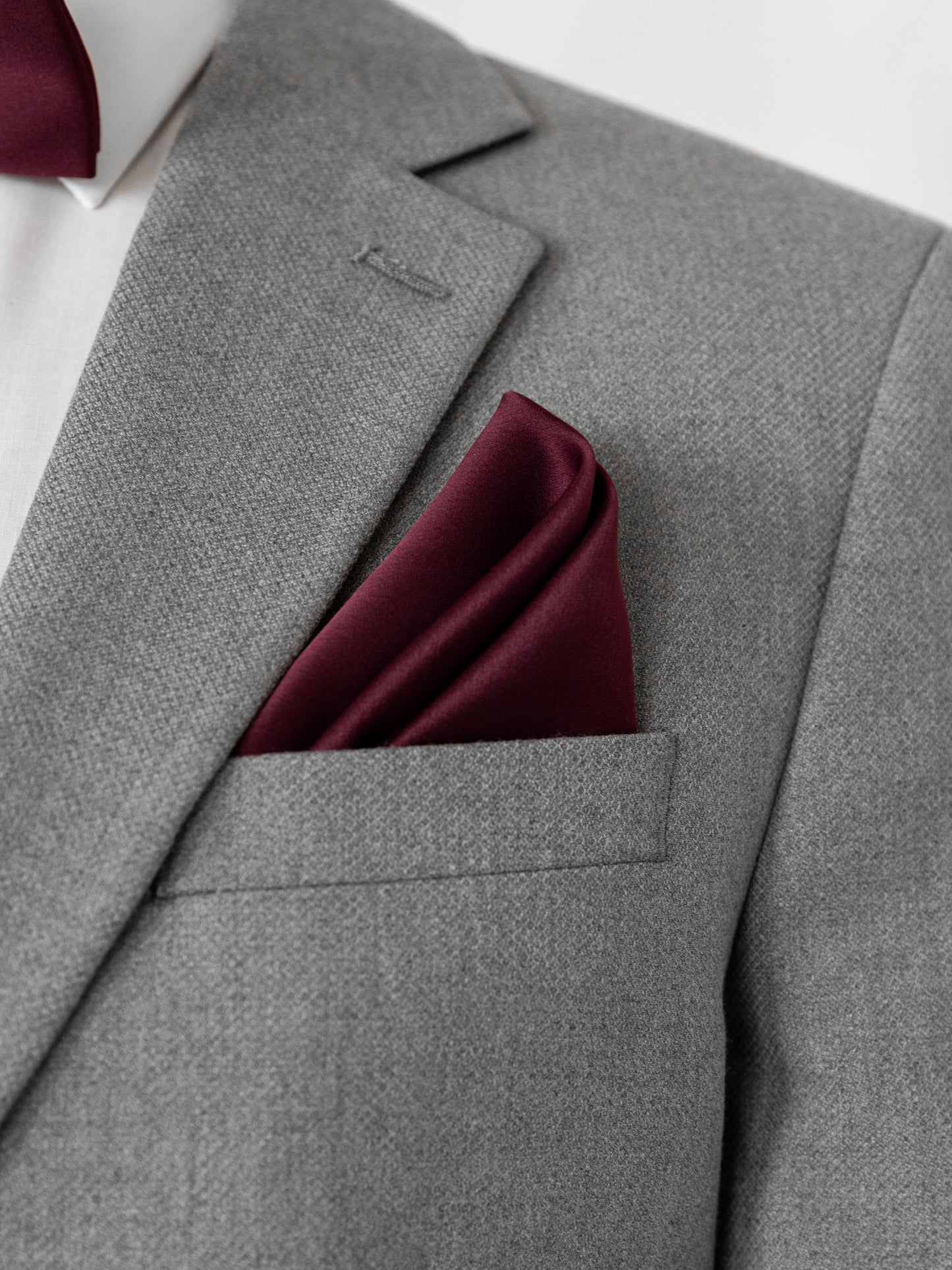 Maya Cranberry Satin Bow Tie & Pocket Square Set