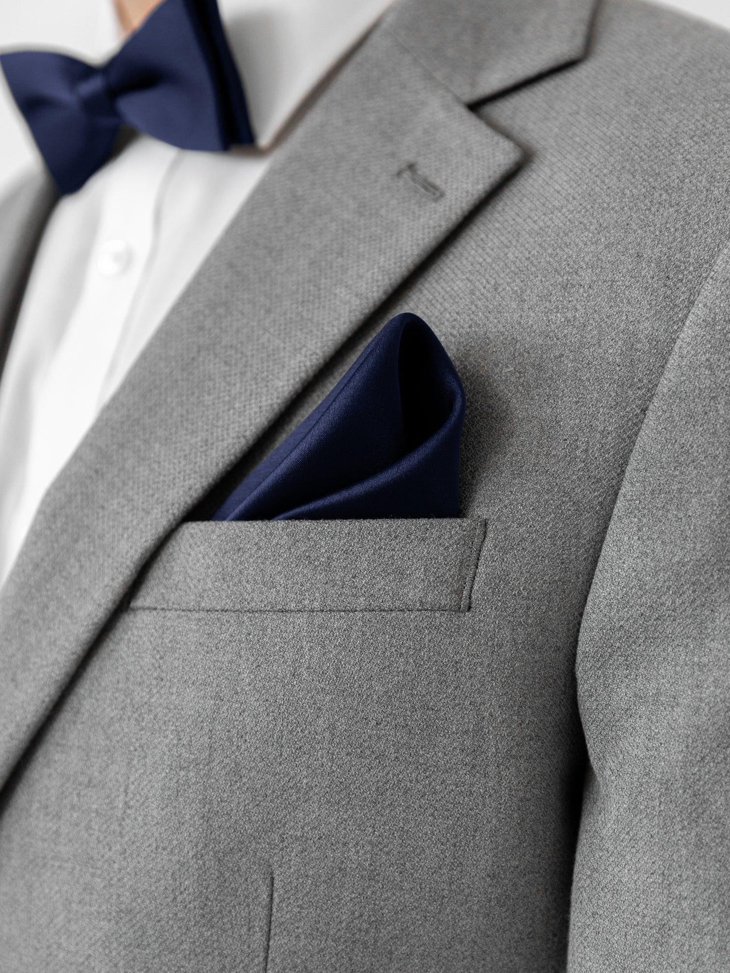 Maya Navy Satin Bow Tie & Pocket Square Set