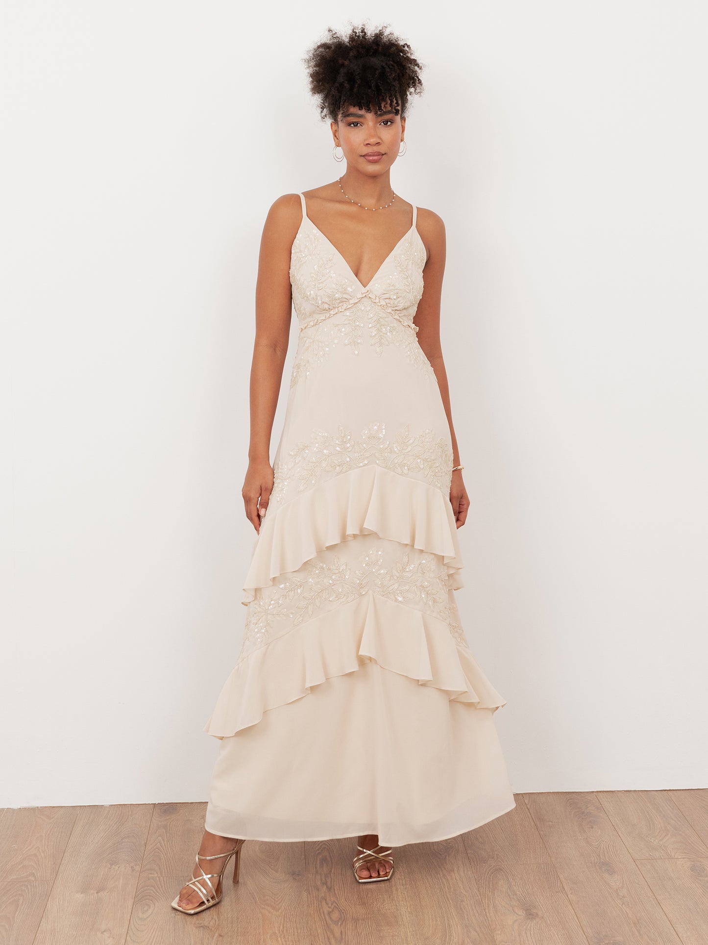 Maya Vanilla Embellished Cami Maxi Dress