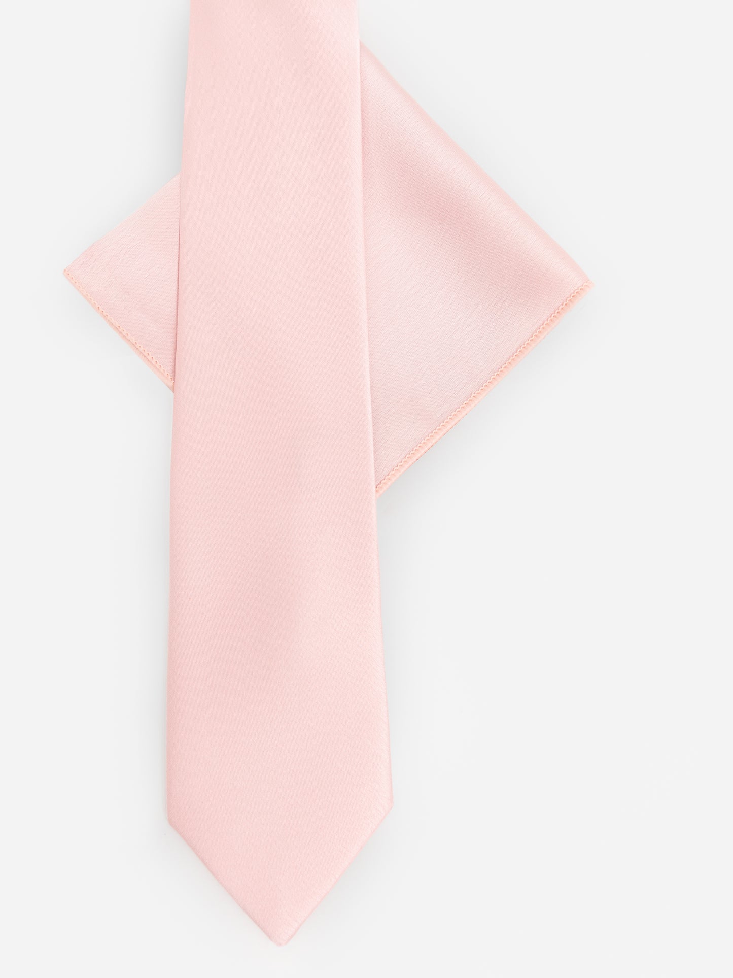 Maya Pale Pink Satin Tie & Pocket Square Set