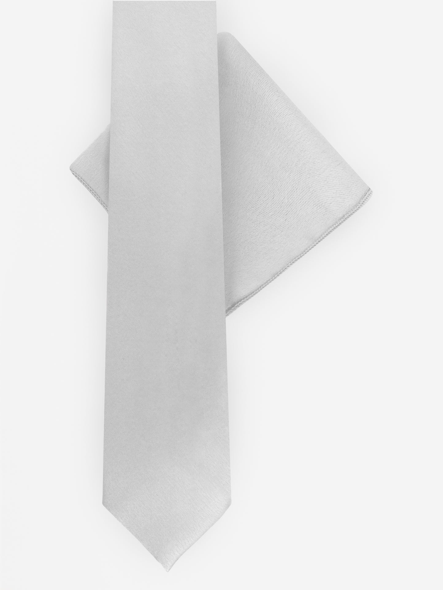 Maya Silver Satin Tie & Pocket Square Set