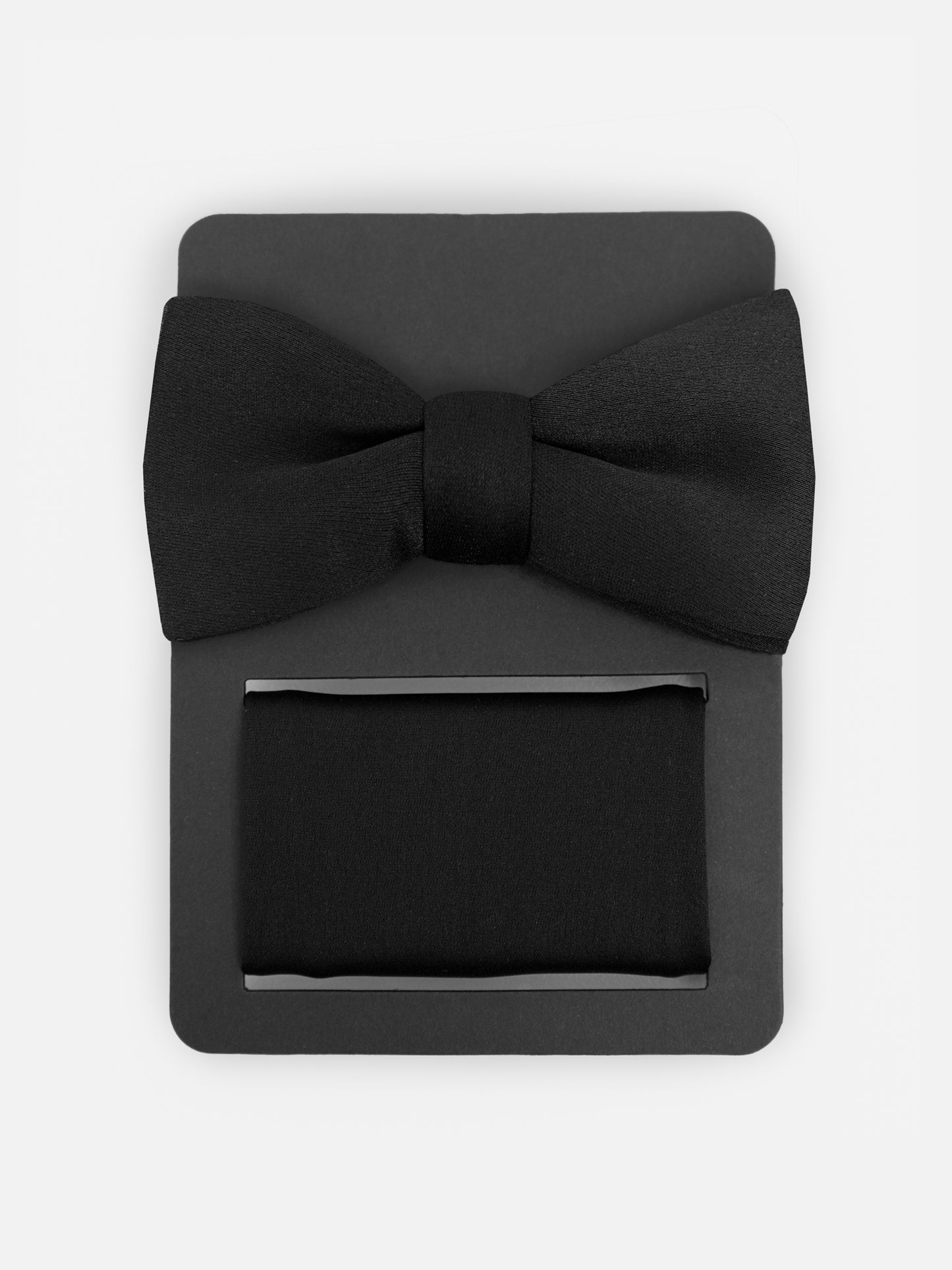 Maya Black Satin Bow Tie & Pocket Square Set