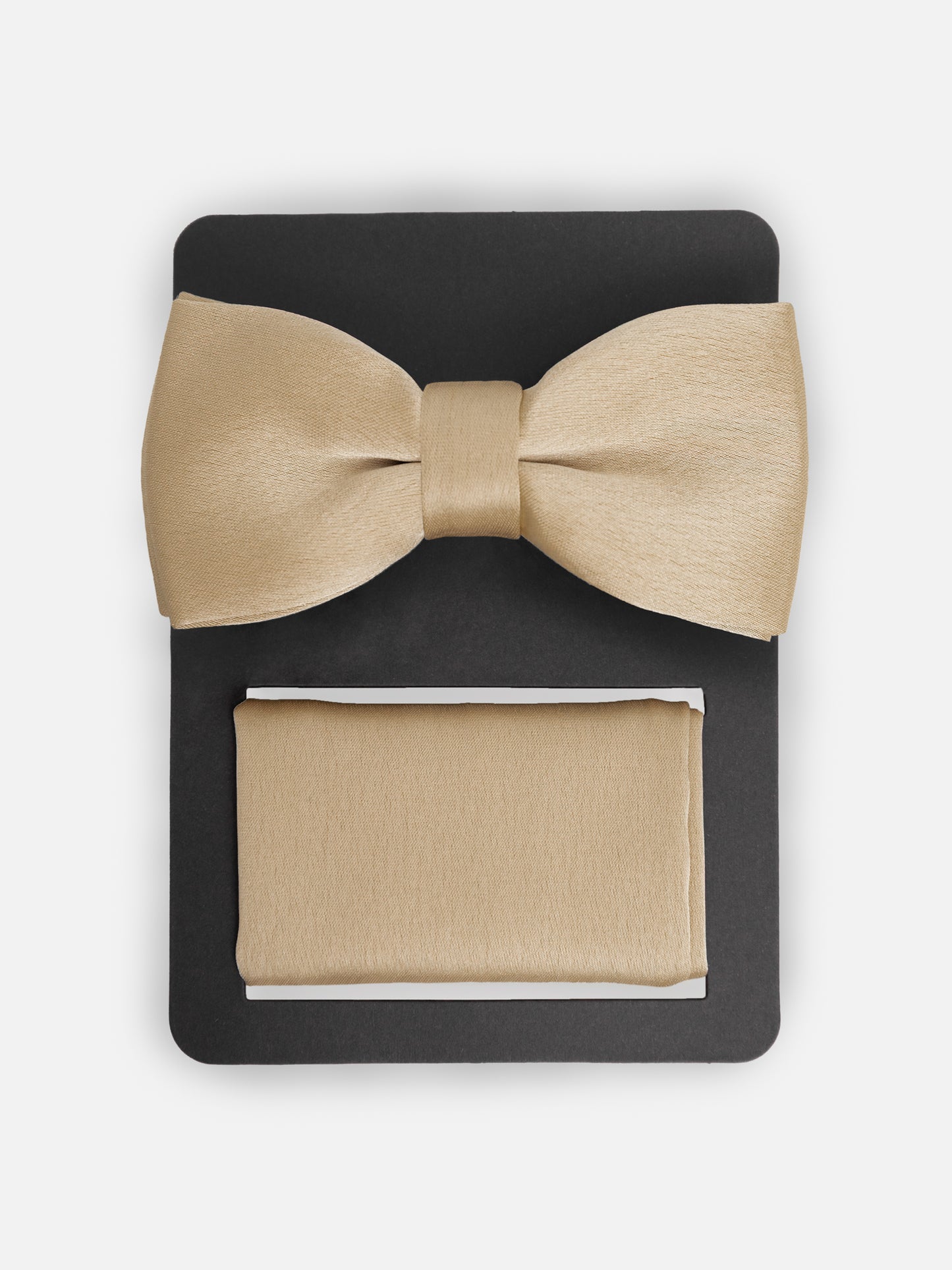 Maya Chamapgne Satin Bow Tie & Pocket Square Set