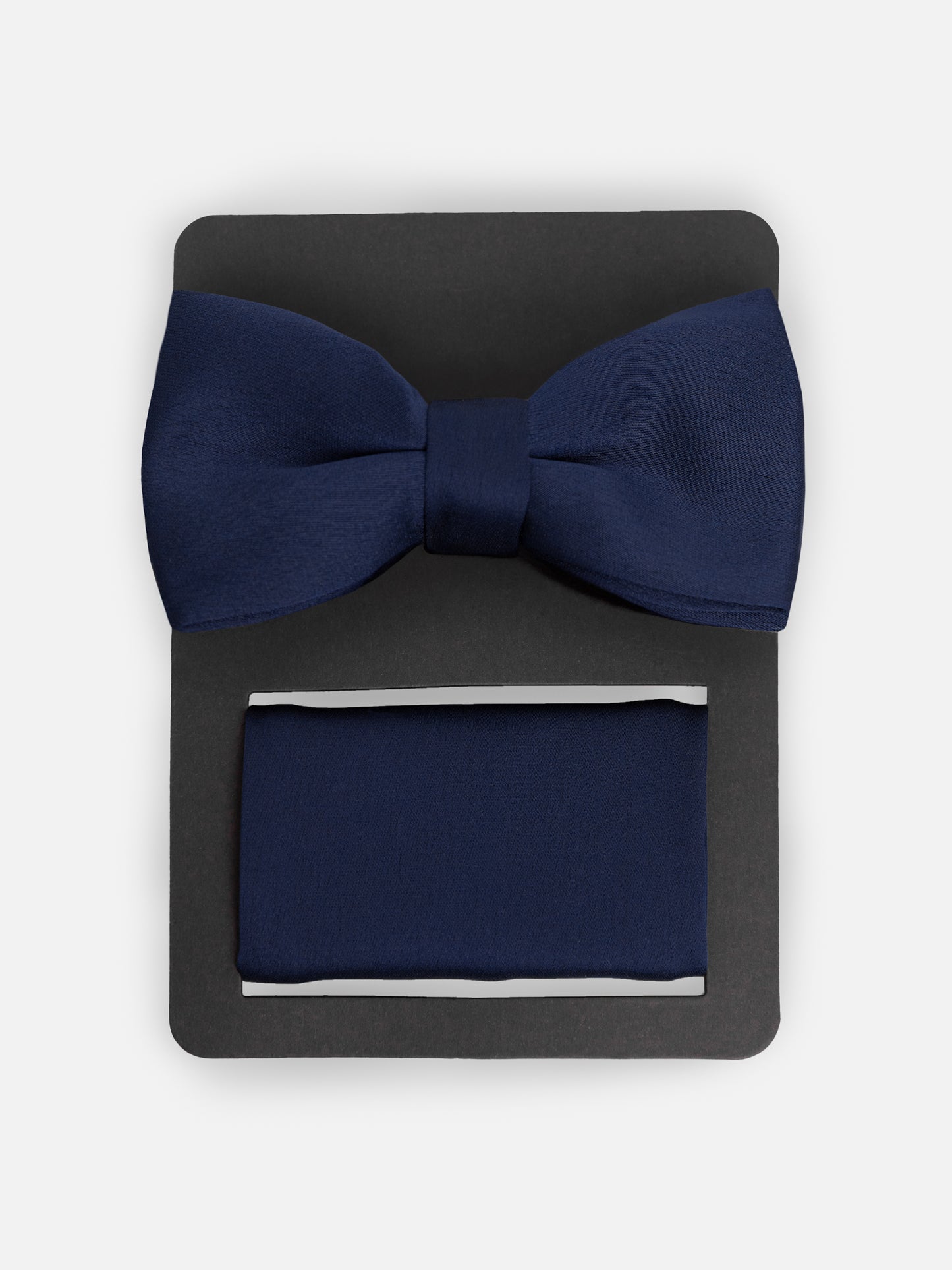 Maya Navy Satin Bow Tie & Pocket Square Set