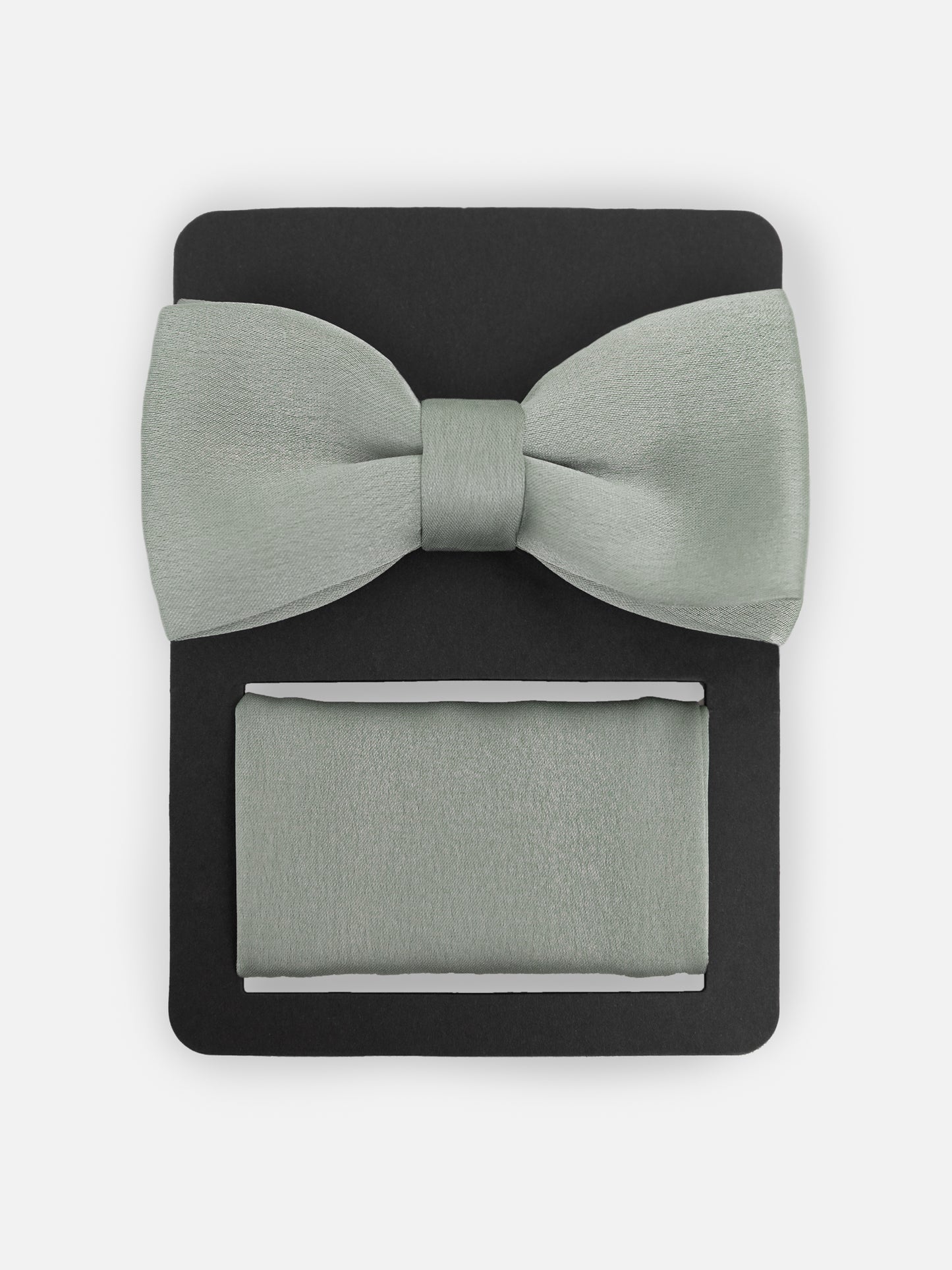 Maya Sage Green Satin Bow Tie & Pocket Square Set