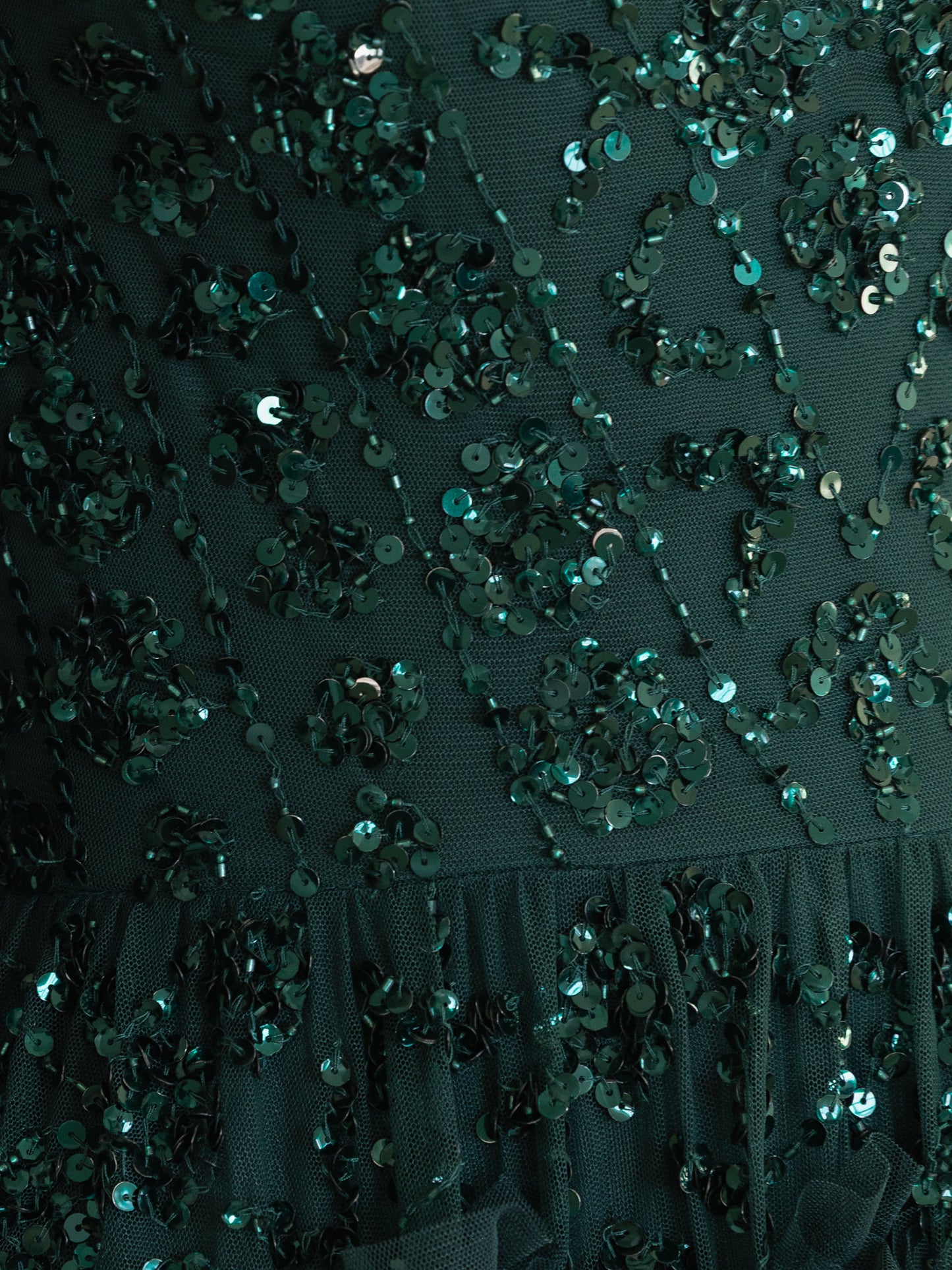 Maya Emerald Fully Embellished Maxi Dress with Frill Detail