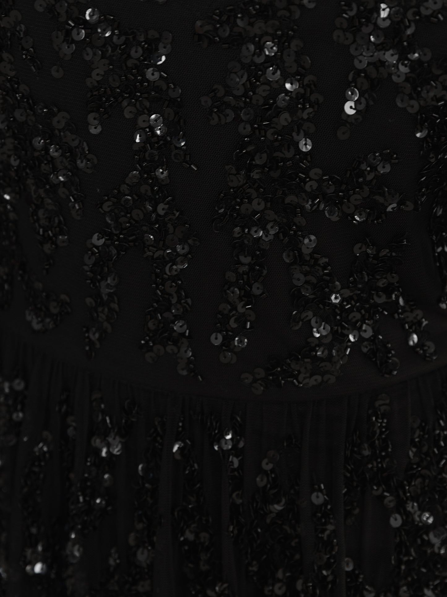 Maya Black Fully Embellished Maxi Sleeve Round Neck Maxi Dress