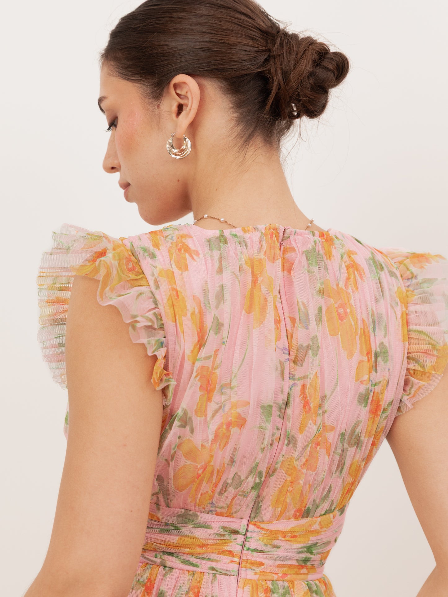 Anaya With Love Recycled Pink Floral V Neck Tiered Midaxi Dress