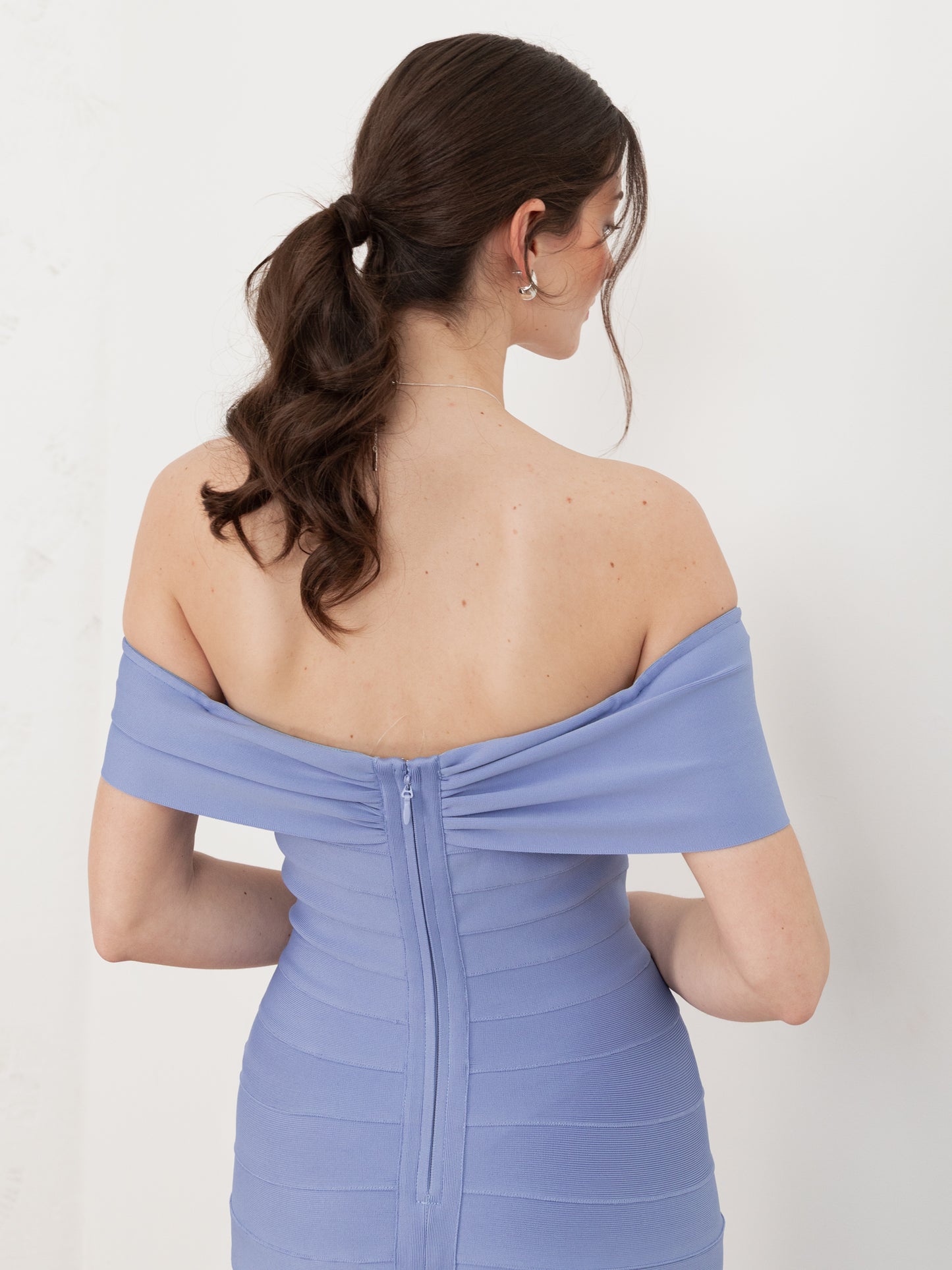 Maya Wisteria Blue Bardot Bandage Maxi Dress