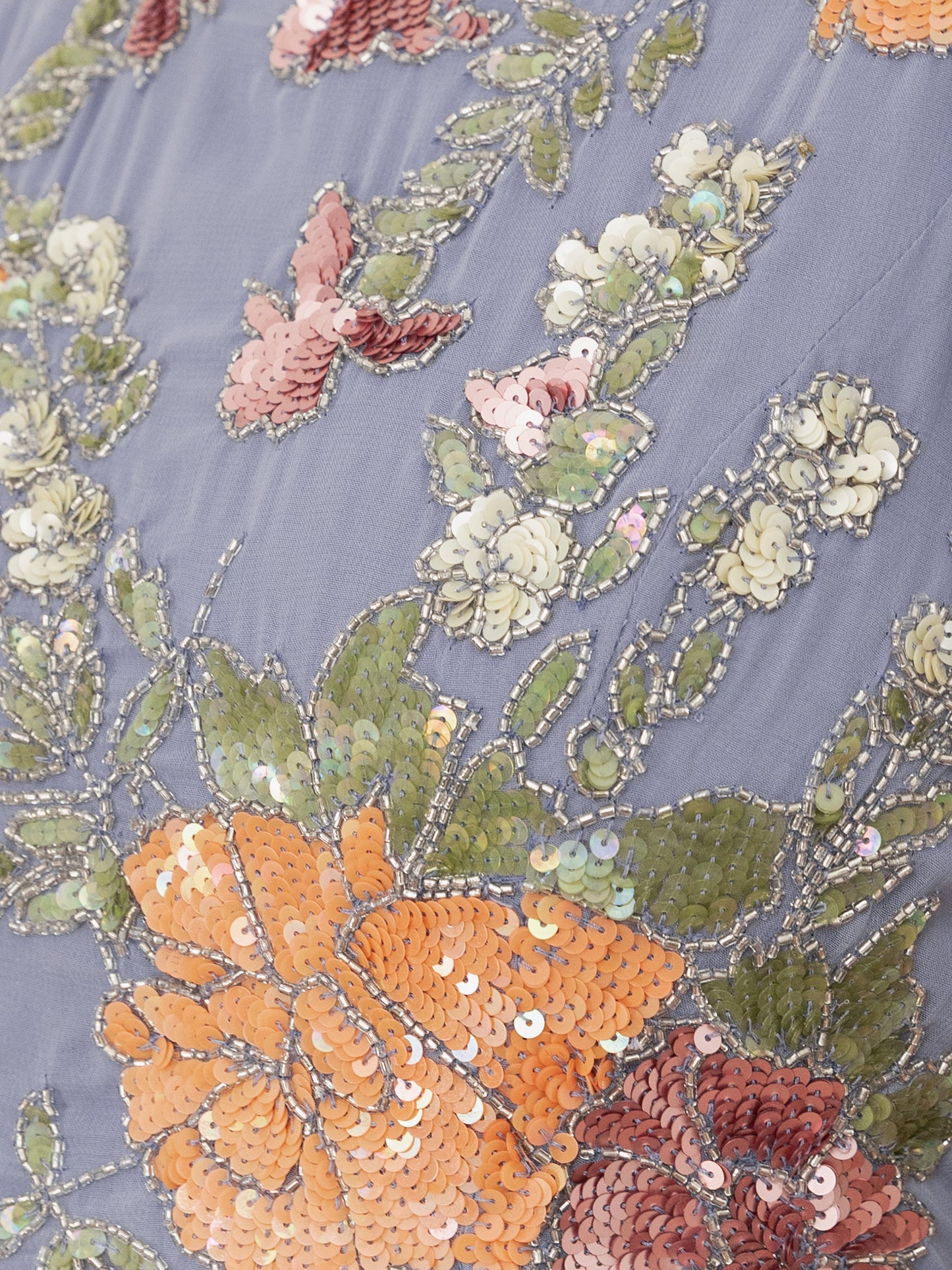 Maya Wisteria Blue Floral Embellished Puff Sleeve & Open Back Maxi Dress