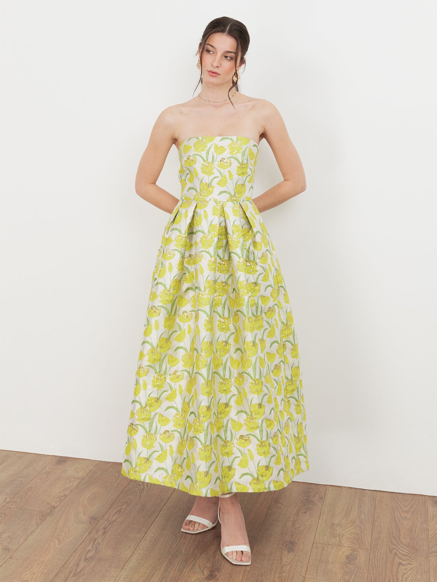 Maya Floral Jacquard Bandeau Midaxi Dress