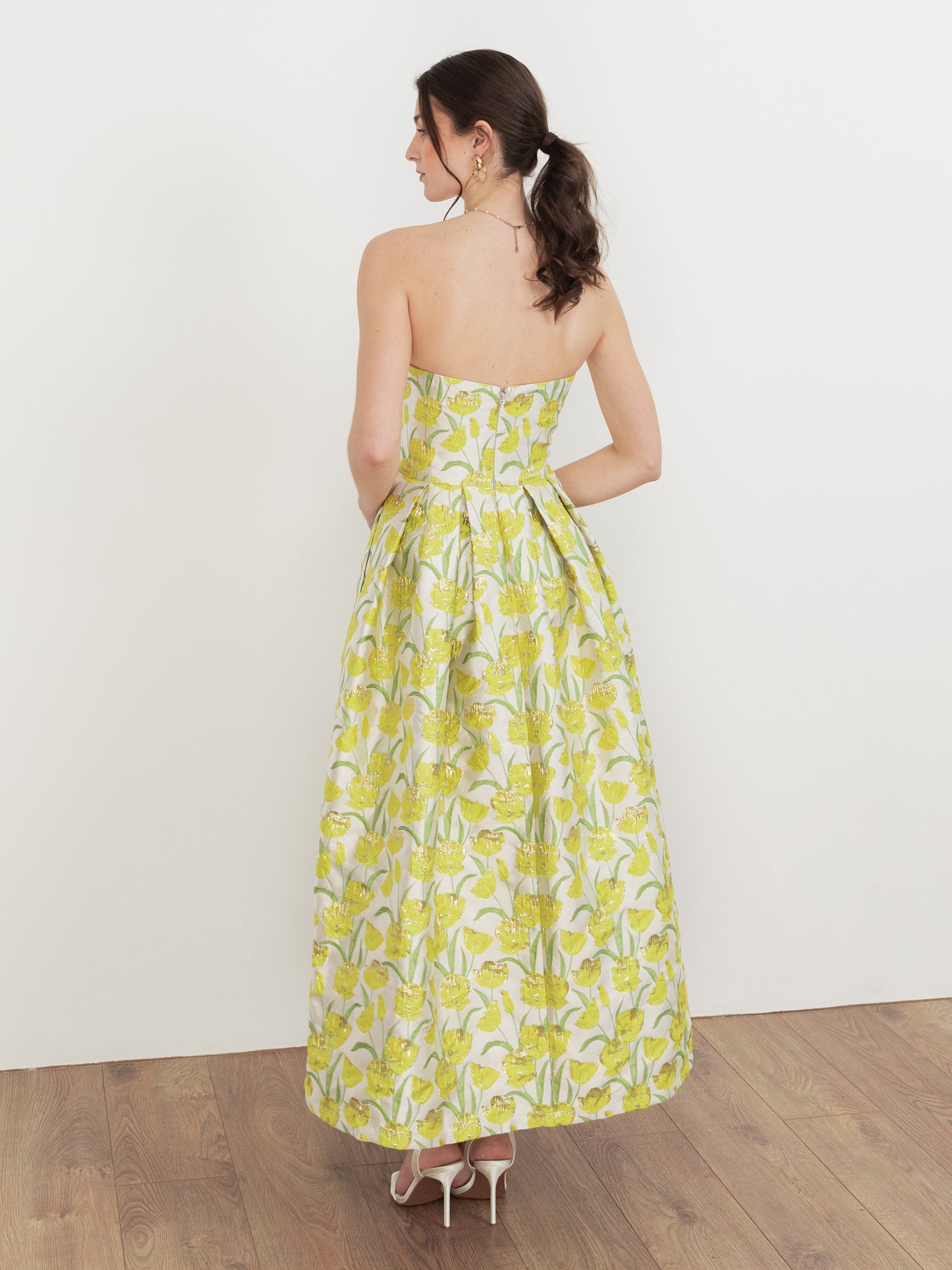 Maya Floral Jacquard Bandeau Midaxi Dress
