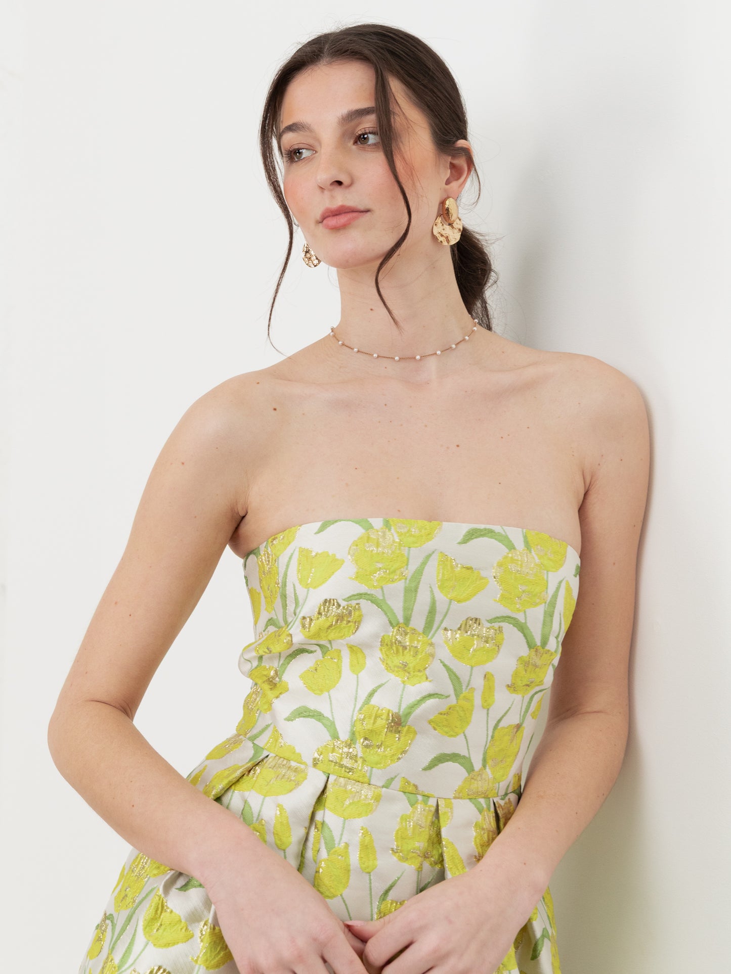 Maya Floral Jacquard Bandeau Midaxi Dress
