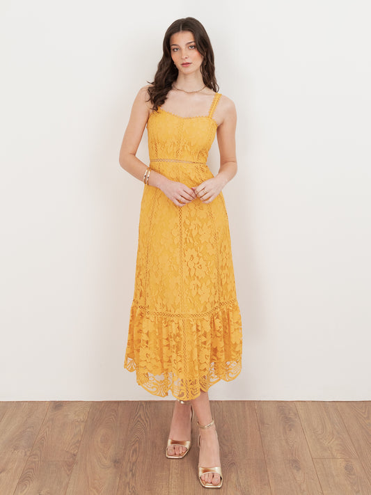 Maya Sunflower Yellow Lace Cami Midi Dress