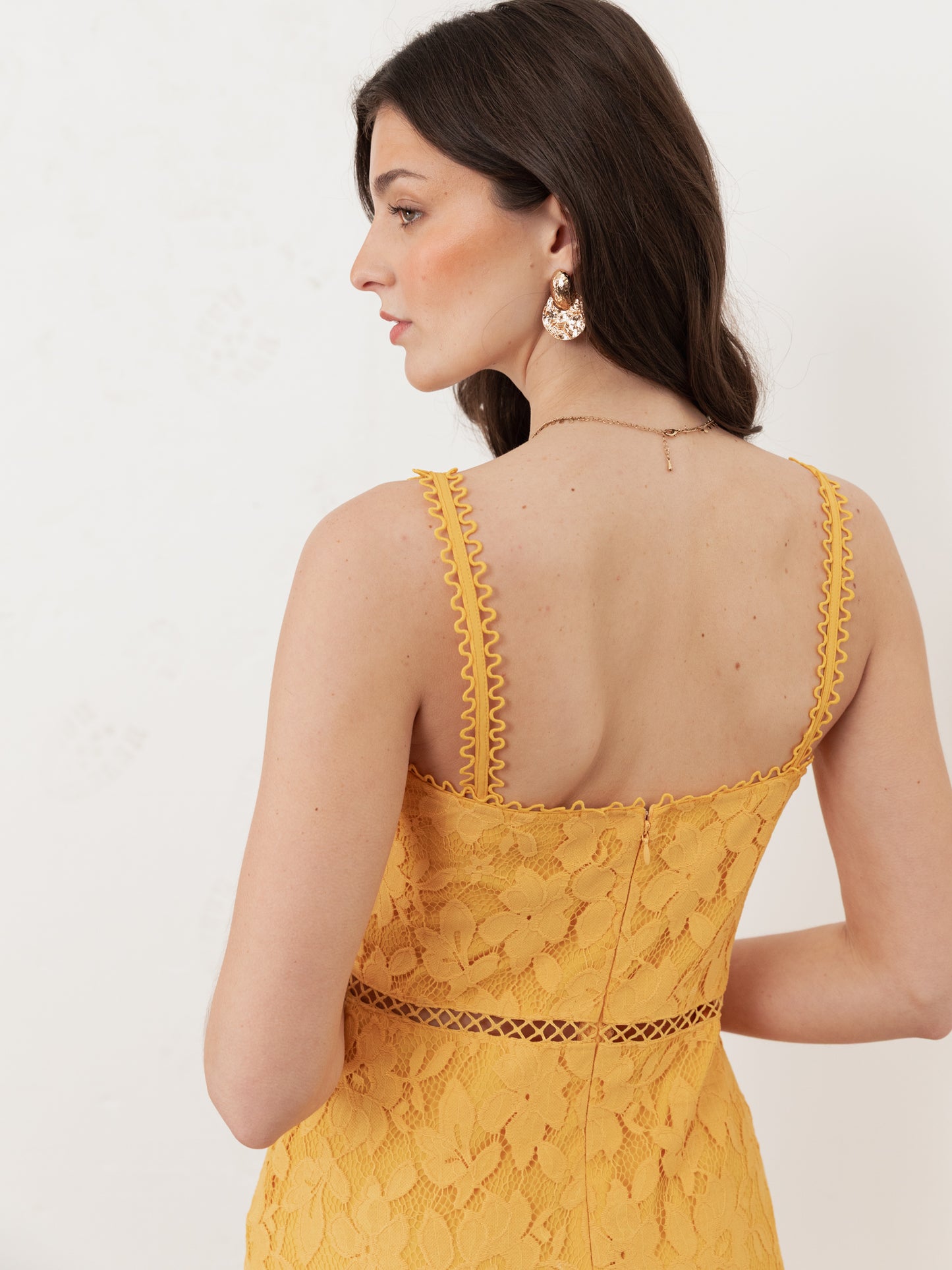 Maya Sunflower Yellow Lace Cami Midi Dress