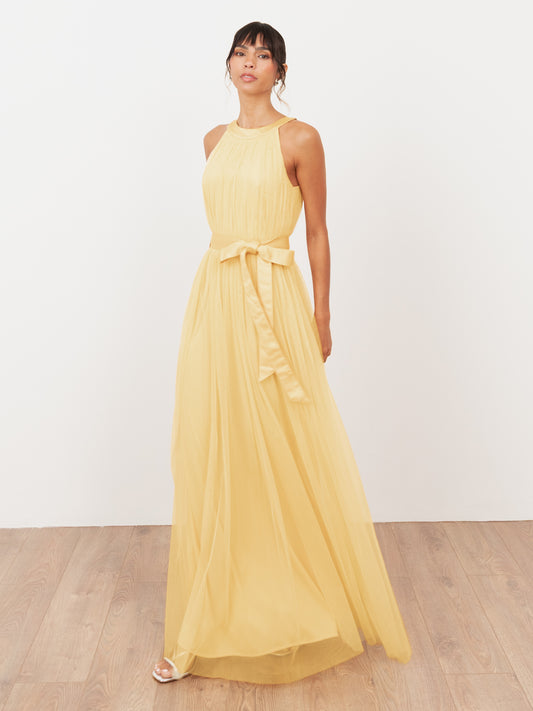 Anaya With Love Recycled Buttercream Halter Neck Maxi Dress