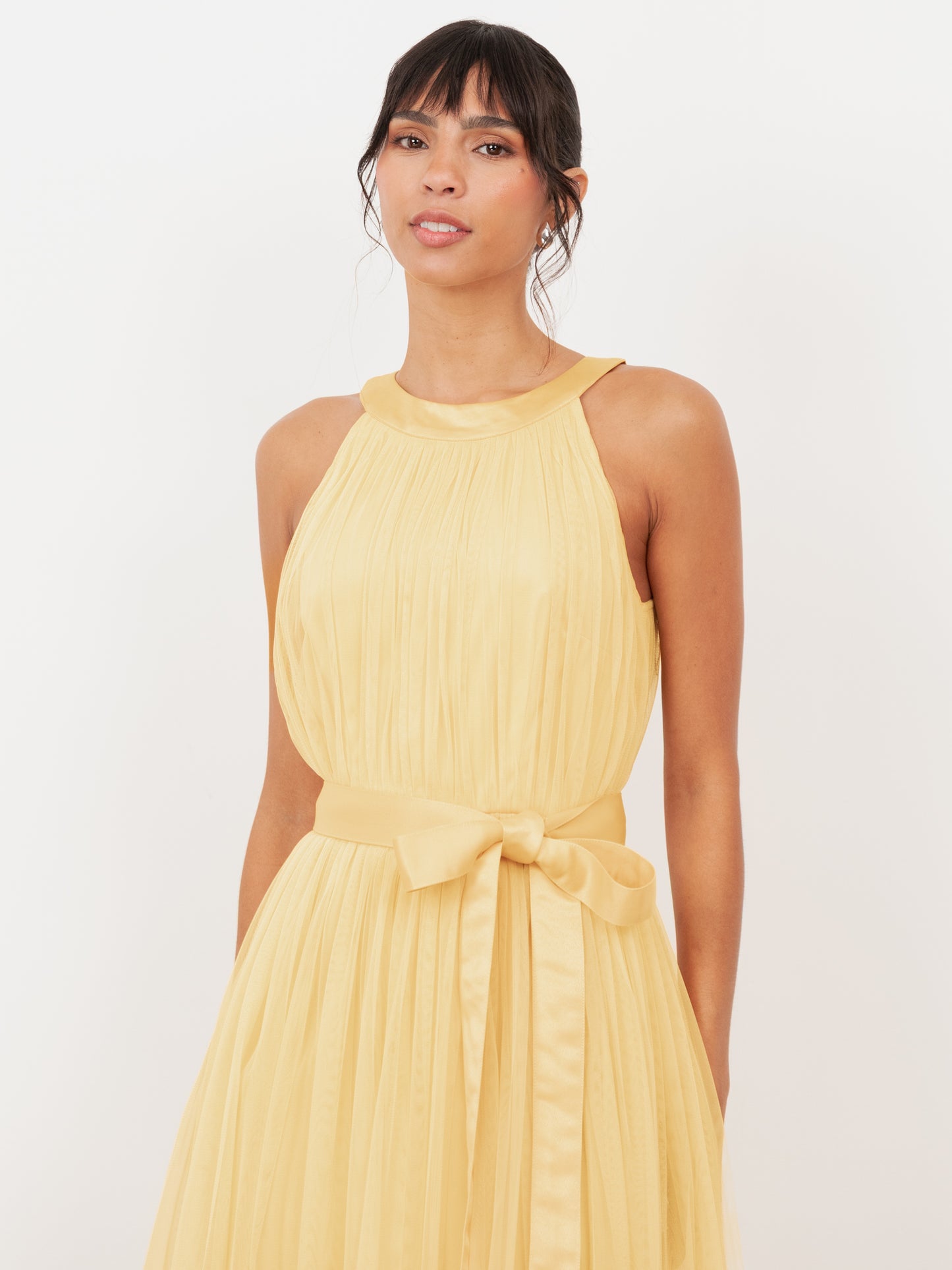 Anaya With Love Recycled Buttercream Halter Neck Maxi Dress