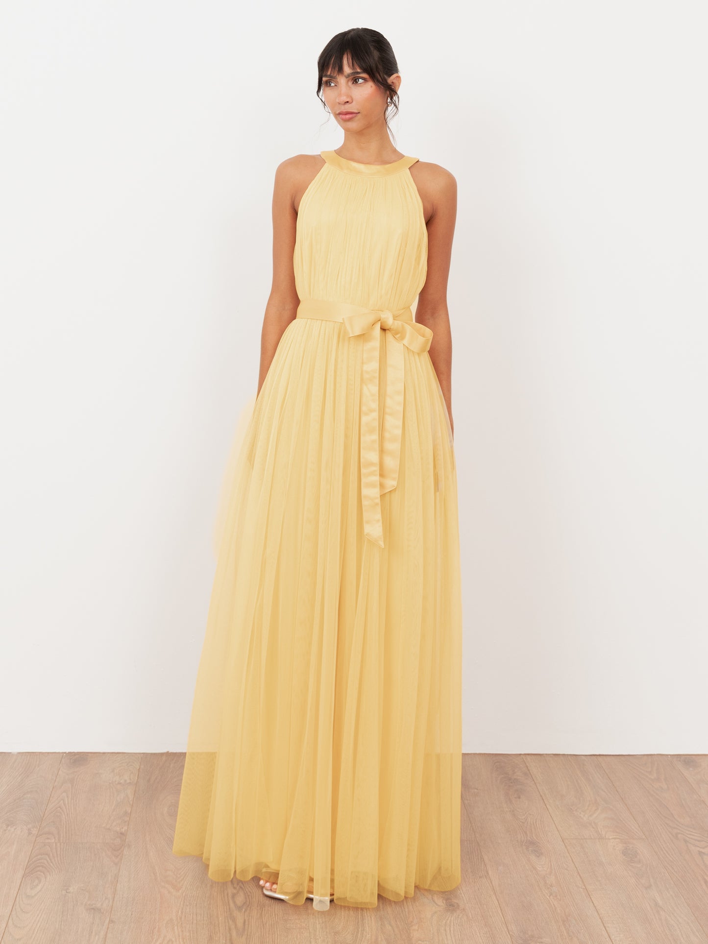 Anaya With Love Recycled Buttercream Halter Neck Maxi Dress
