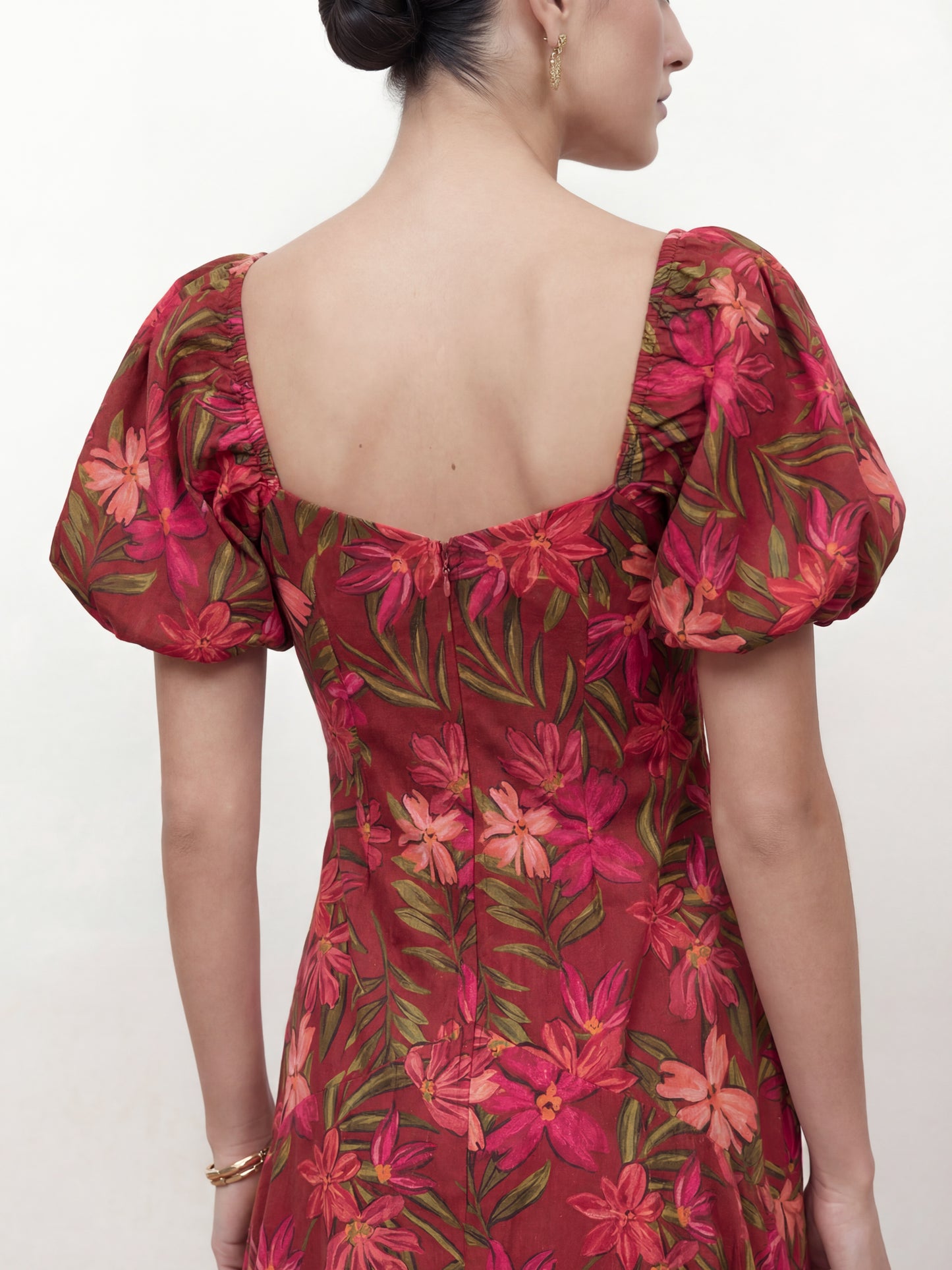 Anaya With Love Recycled Tropical Print Short Sleeve Ruched Midaxi Dress