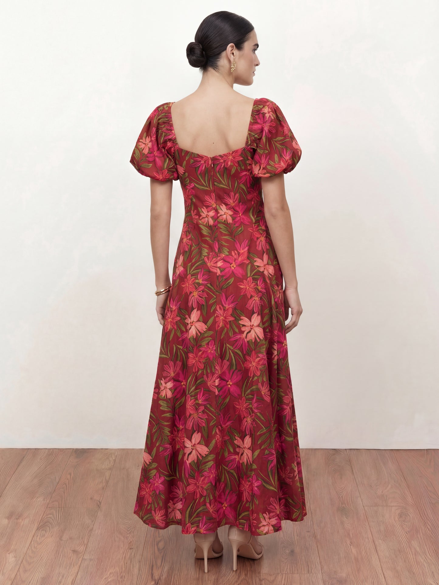 Anaya With Love Recycled Tropical Print Short Sleeve Ruched Midaxi Dress