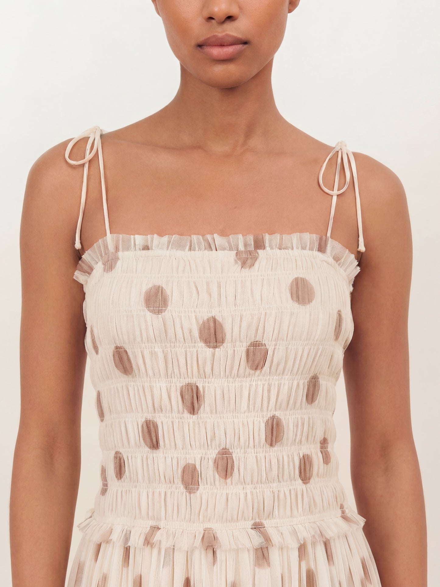 Anaya With Love Recycled Polka Dot Shirred Self-Tie Cami Midi Dress