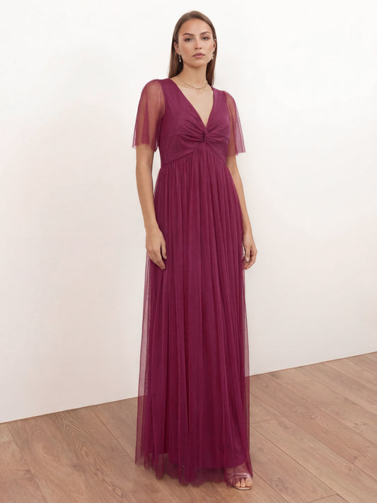 Anaya With Love Recycled Cerise Twist Detail Maxi Dress
