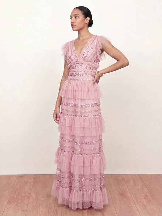 chinese dress ladies Astor Hand Embellished Maxi Dress / Gold | Meshki