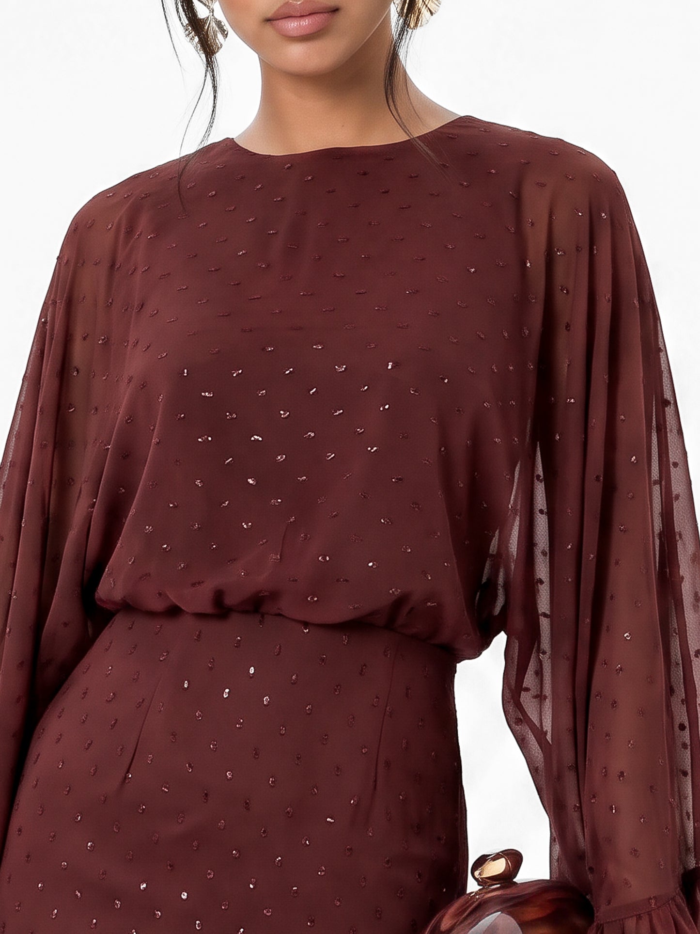 Anaya With Love Recycled Chocolate Oversized Ruffle Sleeve Maxi Dress
