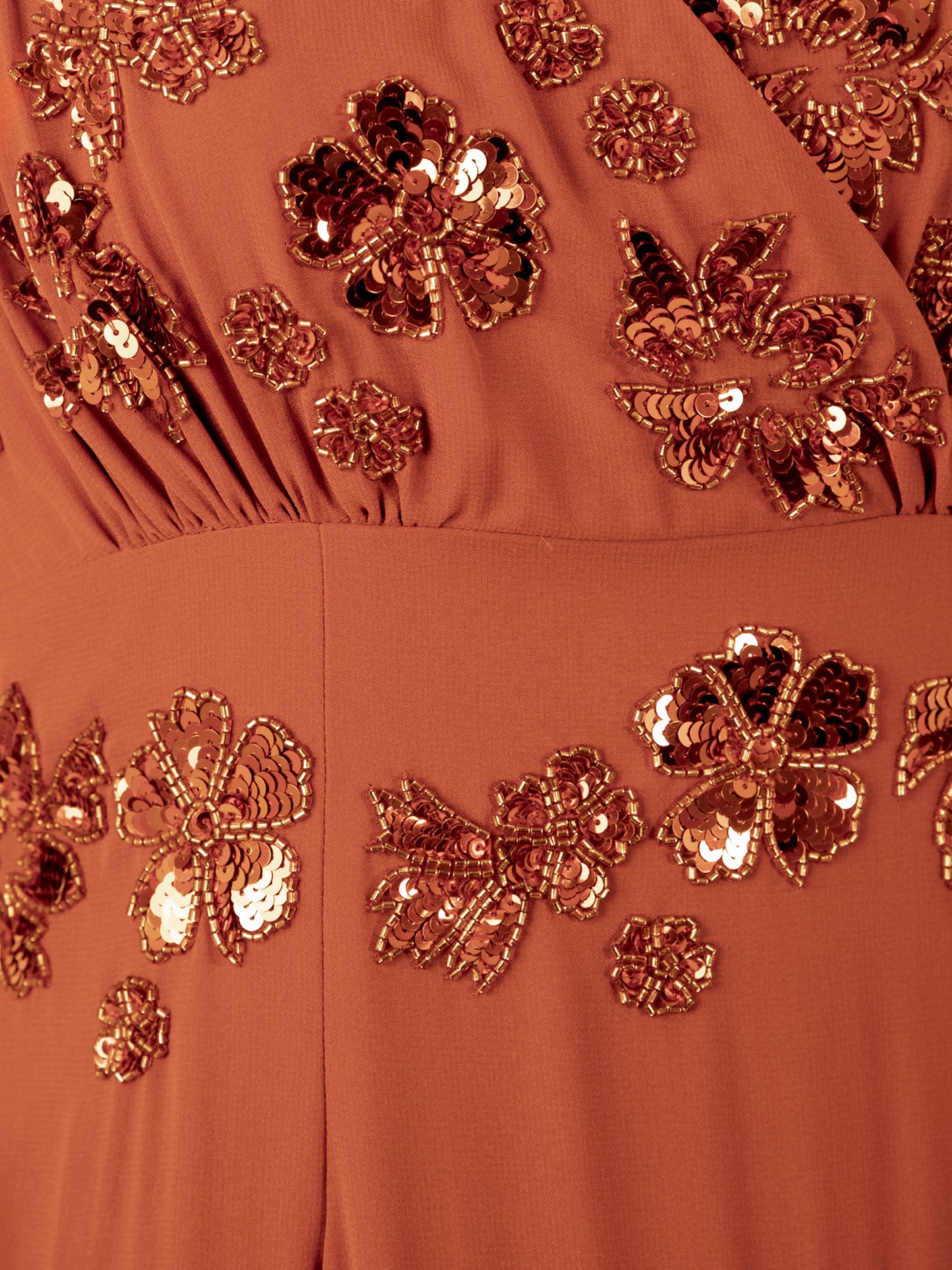 Maya Burnt Orange Embellished Short Sleeve Maxi Dress