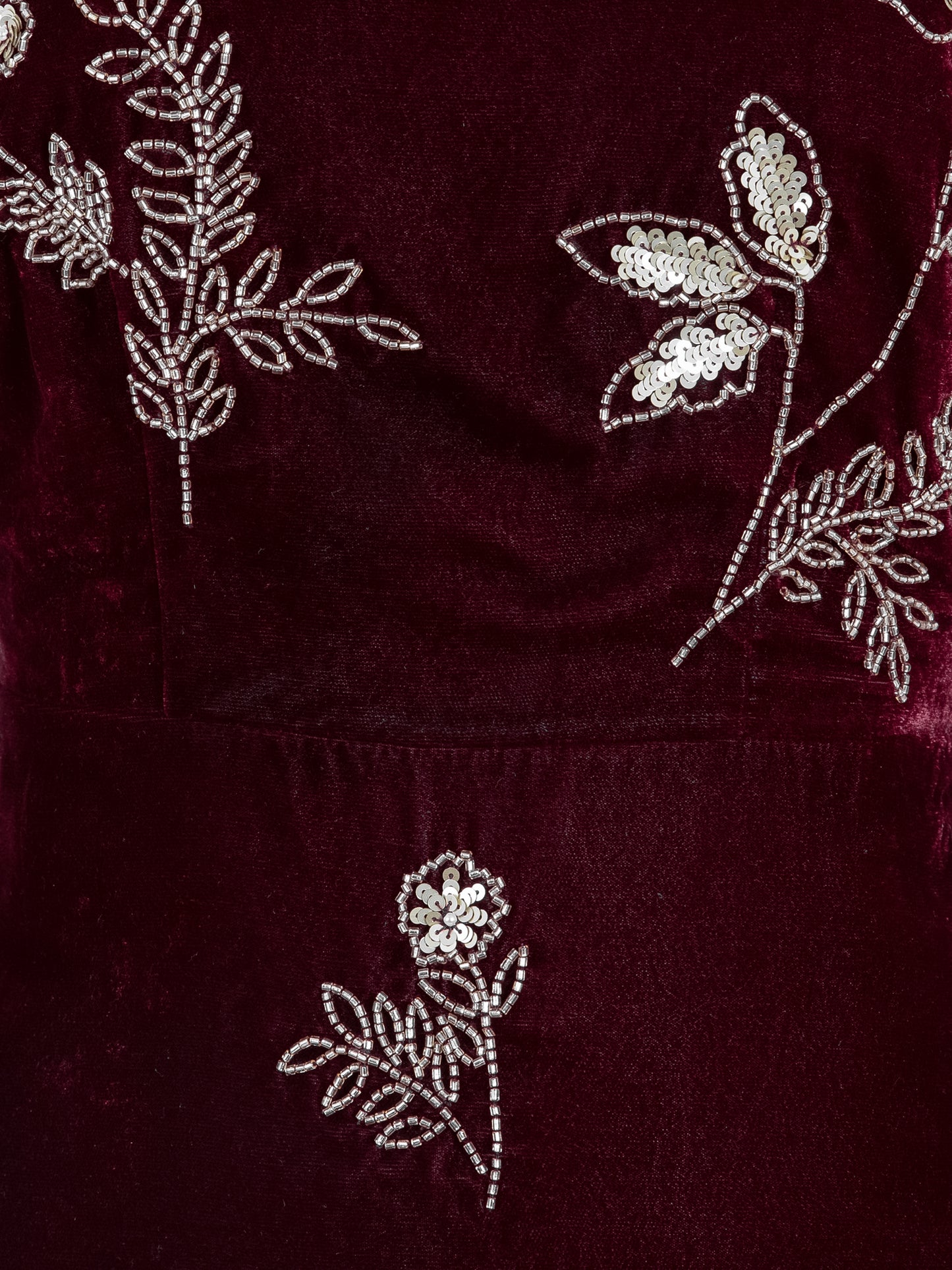 Maya Wine Floral Embellished Cowl Back Velvet Midaxi Dress