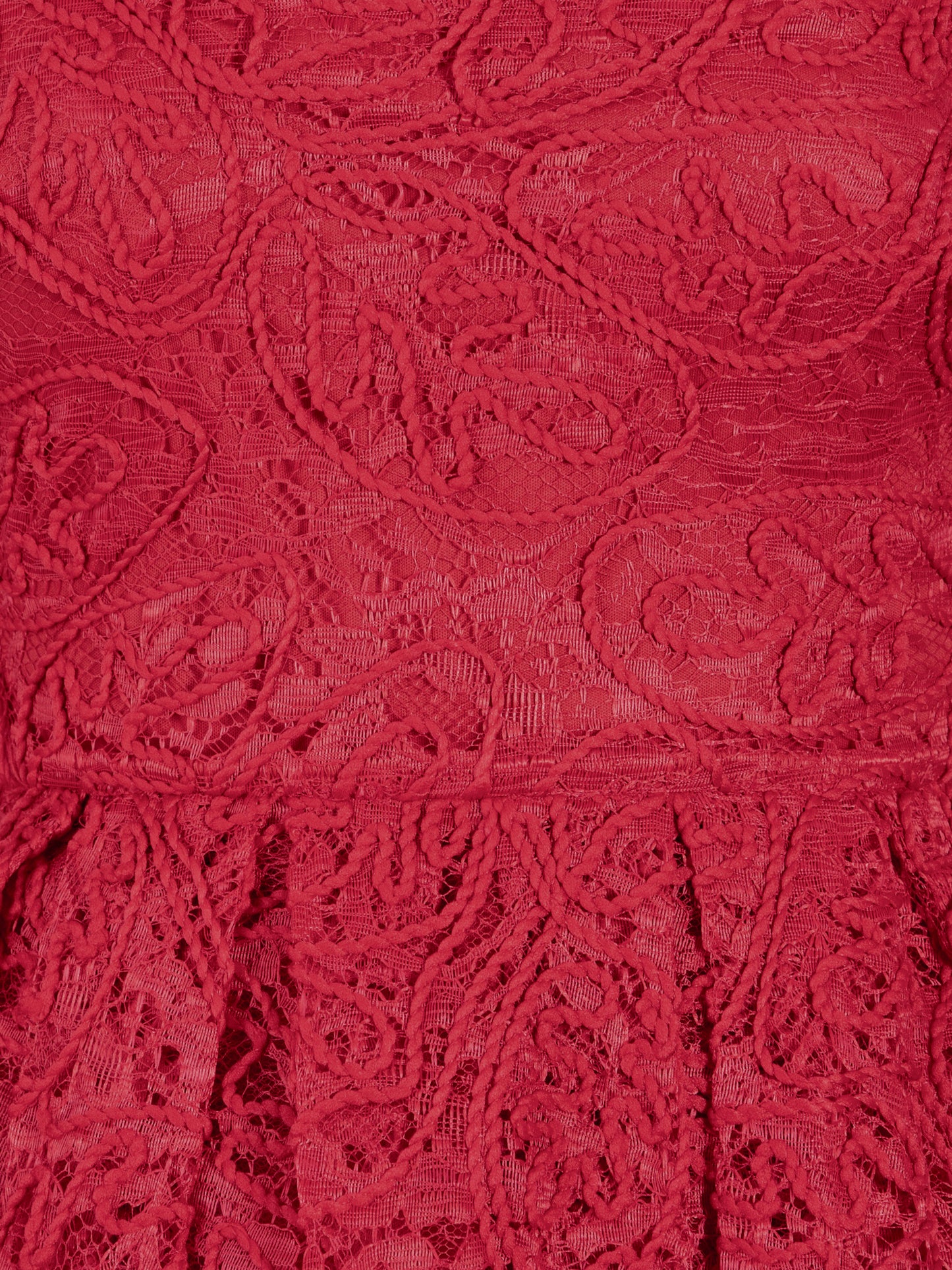 Maya Red Textured Lace Bandeau Midaxi Dress with Pockets