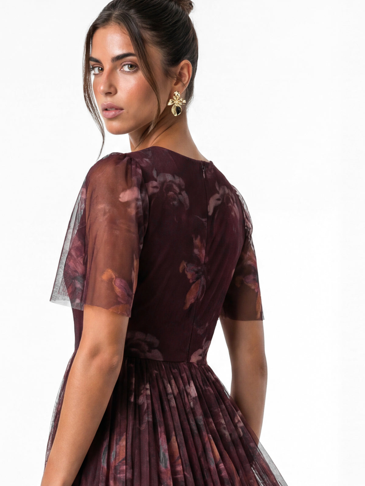Anaya With Love Recycled Fig Floral Print Twist Detail Maxi Dress